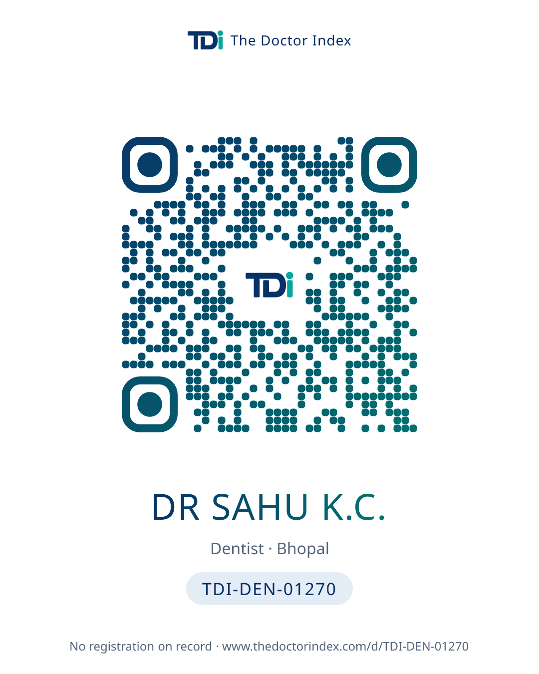 QR card for Dr Sahu K.C., TDI-DEN-01270