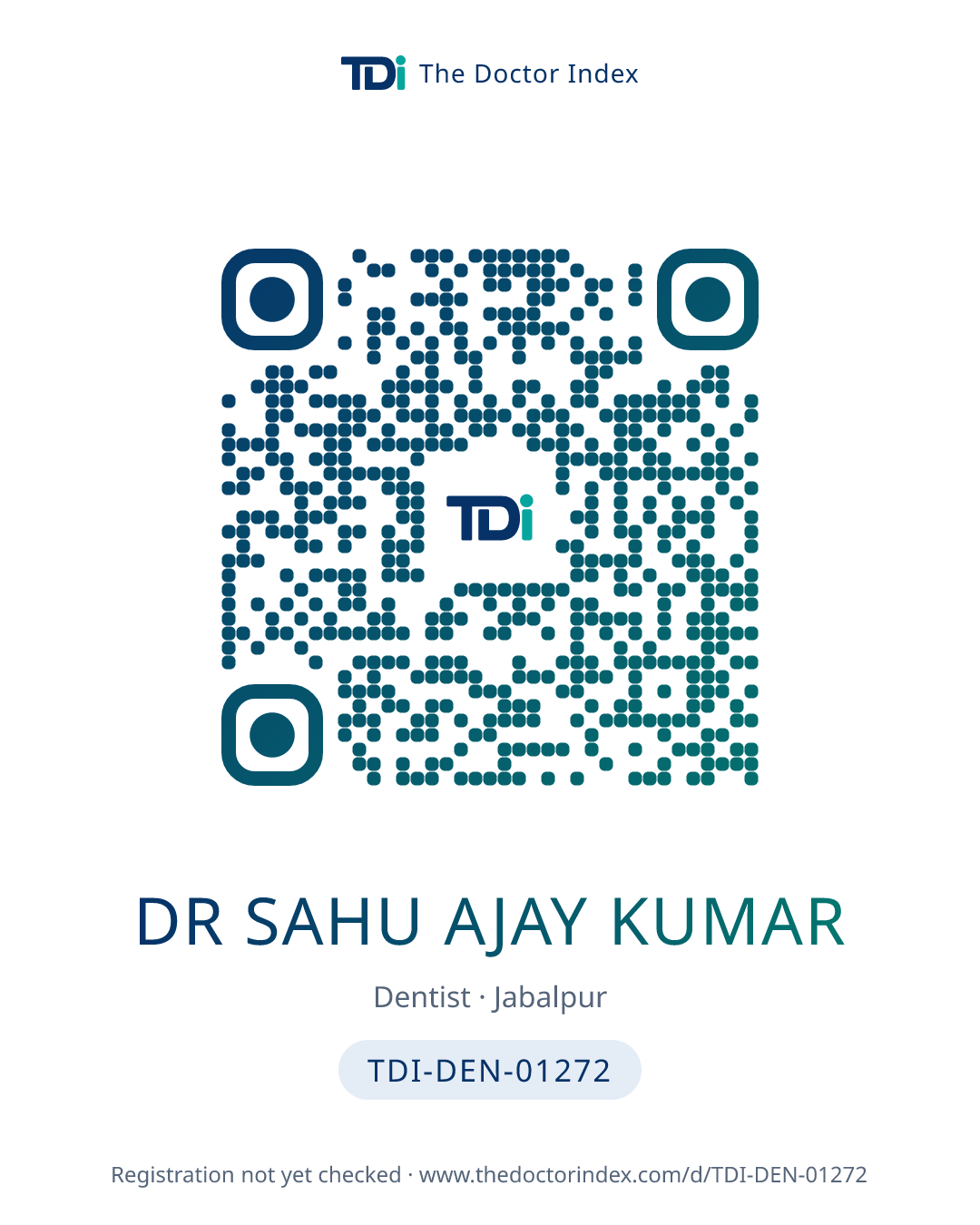 QR card for Dr Sahu Ajay Kumar, TDI-DEN-01272