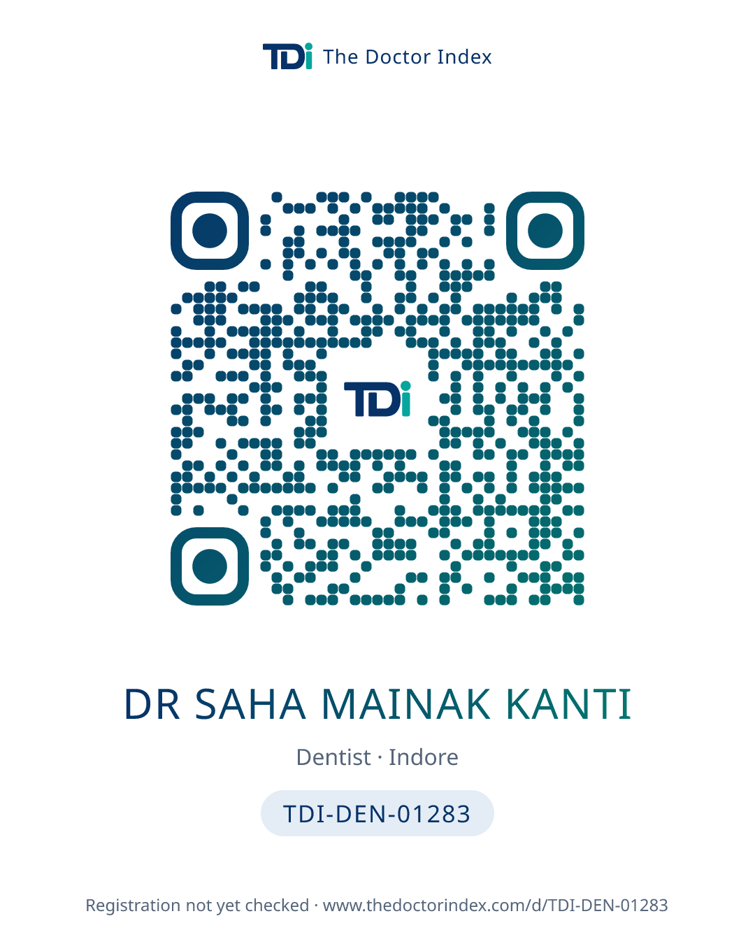 QR card for Dr Saha Mainak Kanti, TDI-DEN-01283