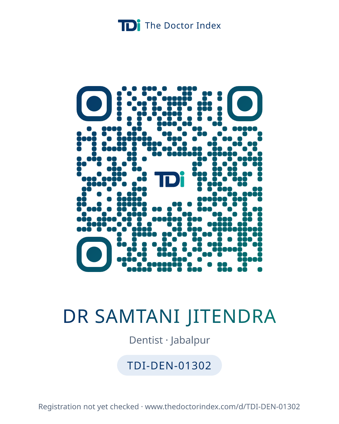 QR card for Dr Samtani Jitendra, TDI-DEN-01302