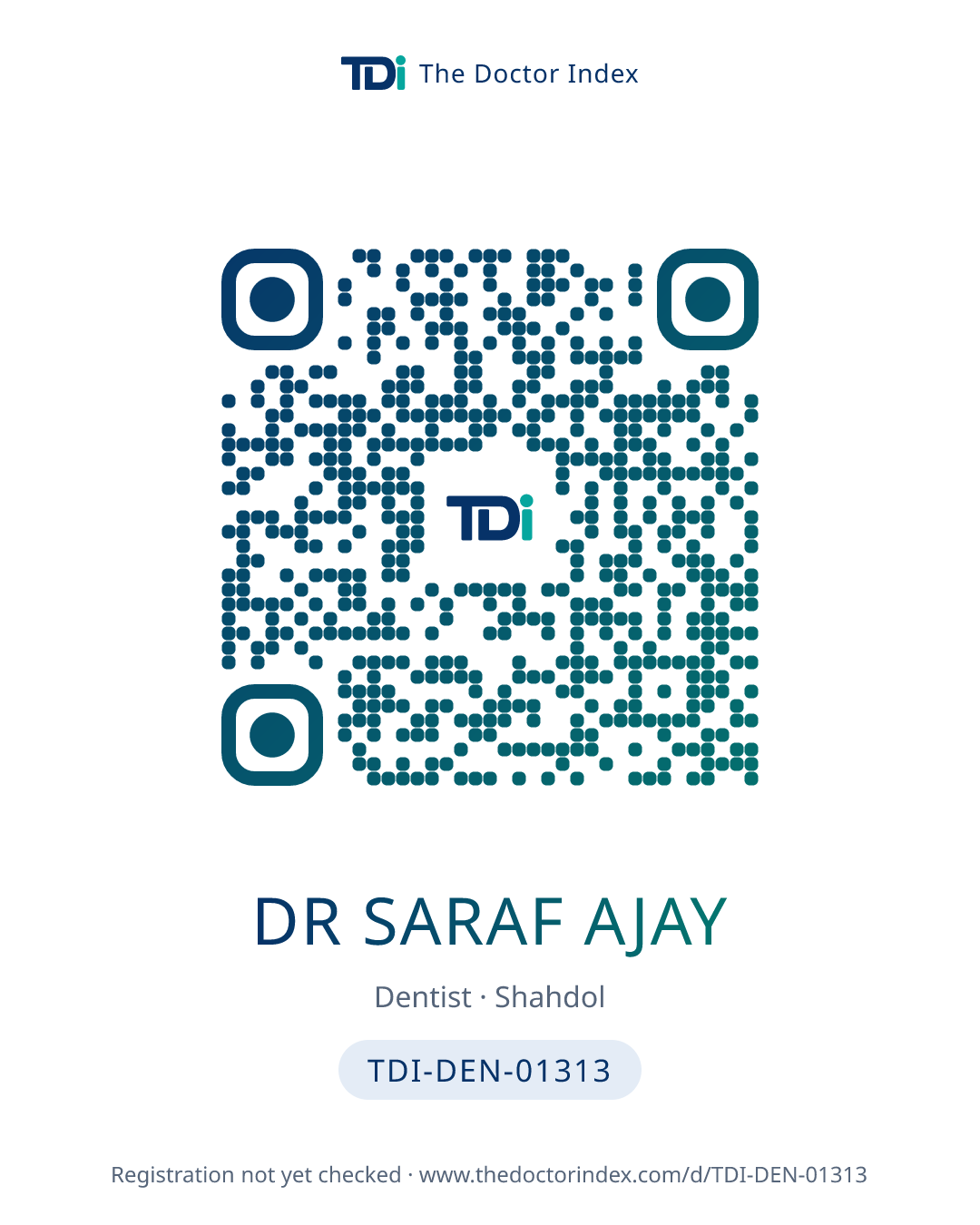 QR card for Dr Saraf Ajay, TDI-DEN-01313