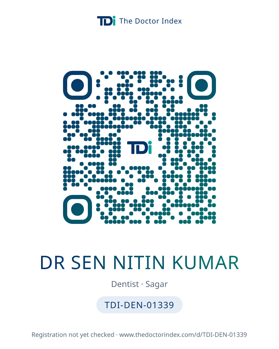 QR card for Dr Sen Nitin Kumar, TDI-DEN-01339
