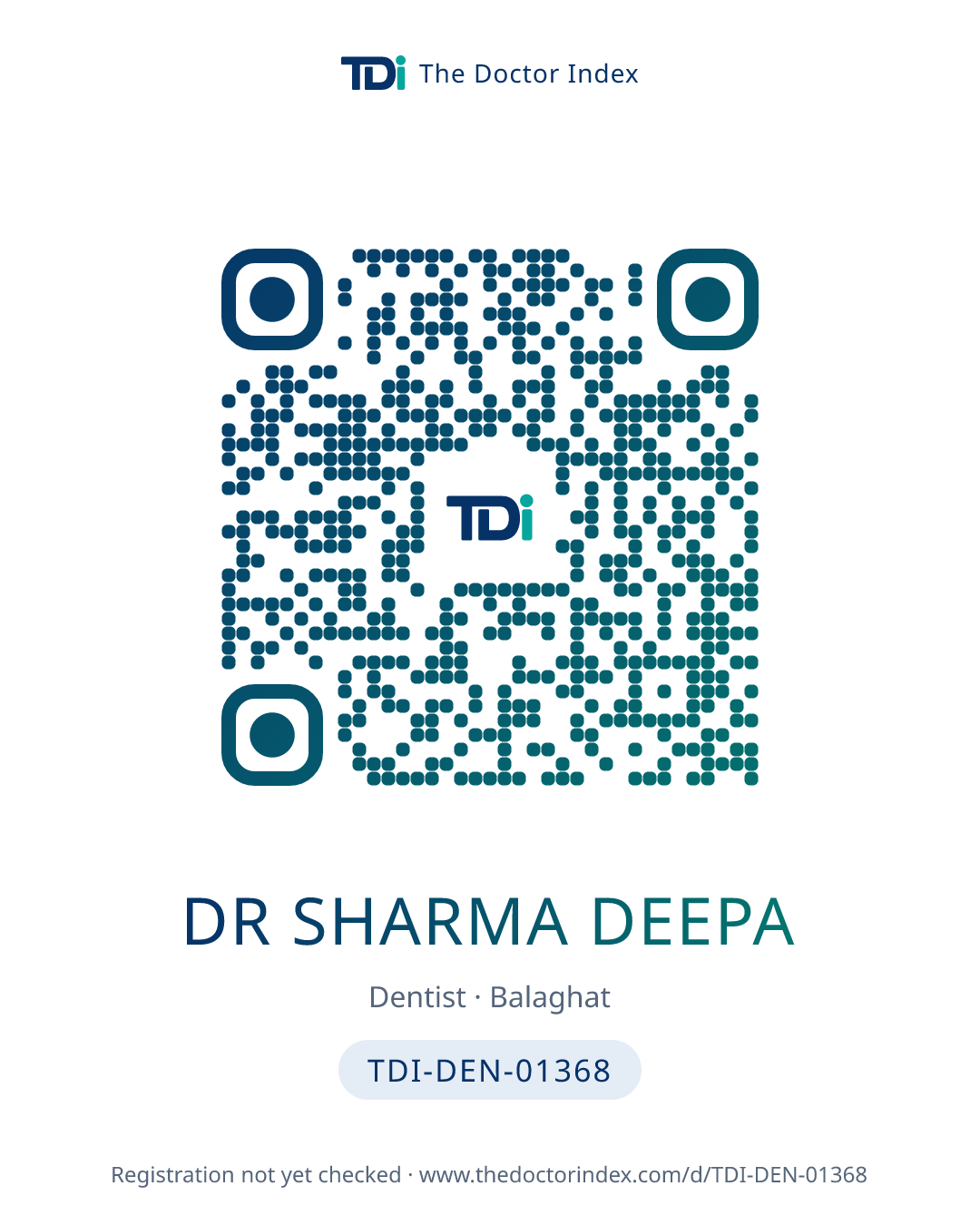 QR card for Dr Sharma Deepa, TDI-DEN-01368