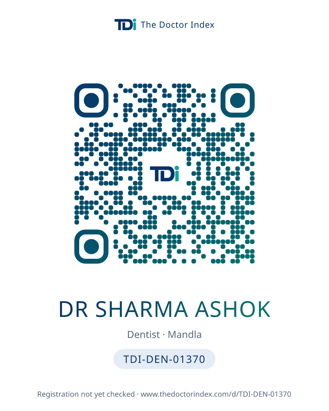 QR card for Dr Sharma Ashok, TDI-DEN-01370