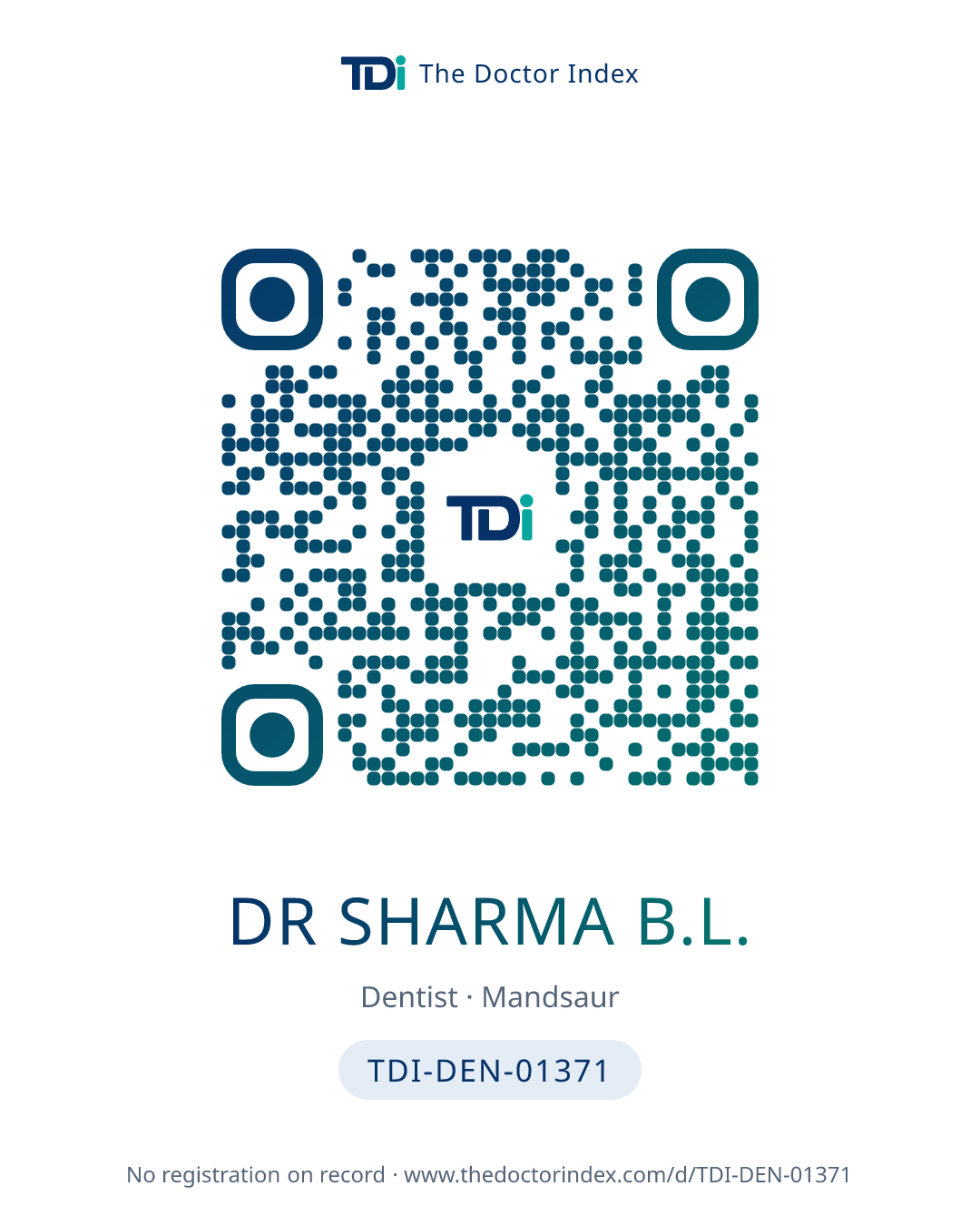 QR card for Dr Sharma B.L., TDI-DEN-01371