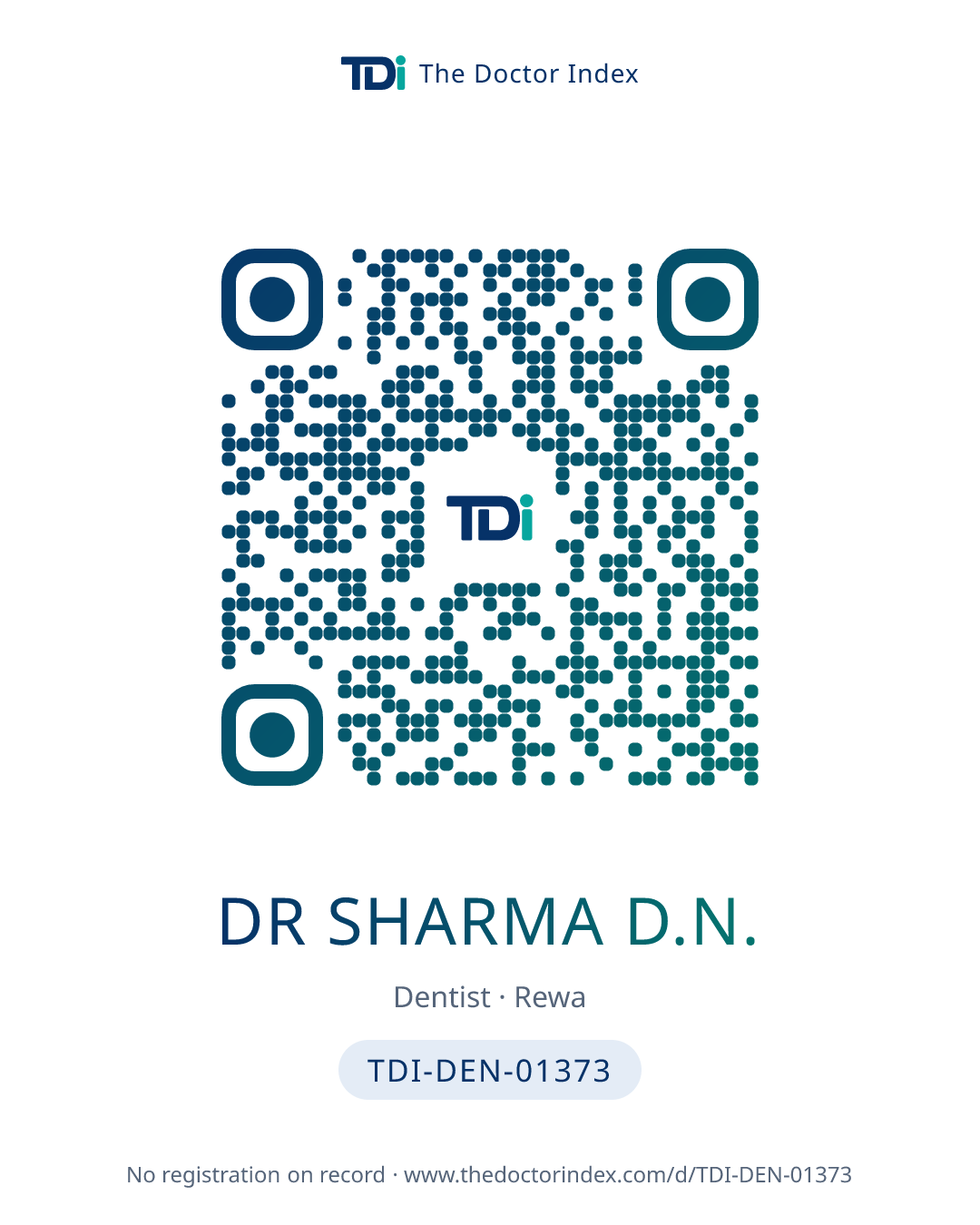 QR card for Dr Sharma D.N., TDI-DEN-01373