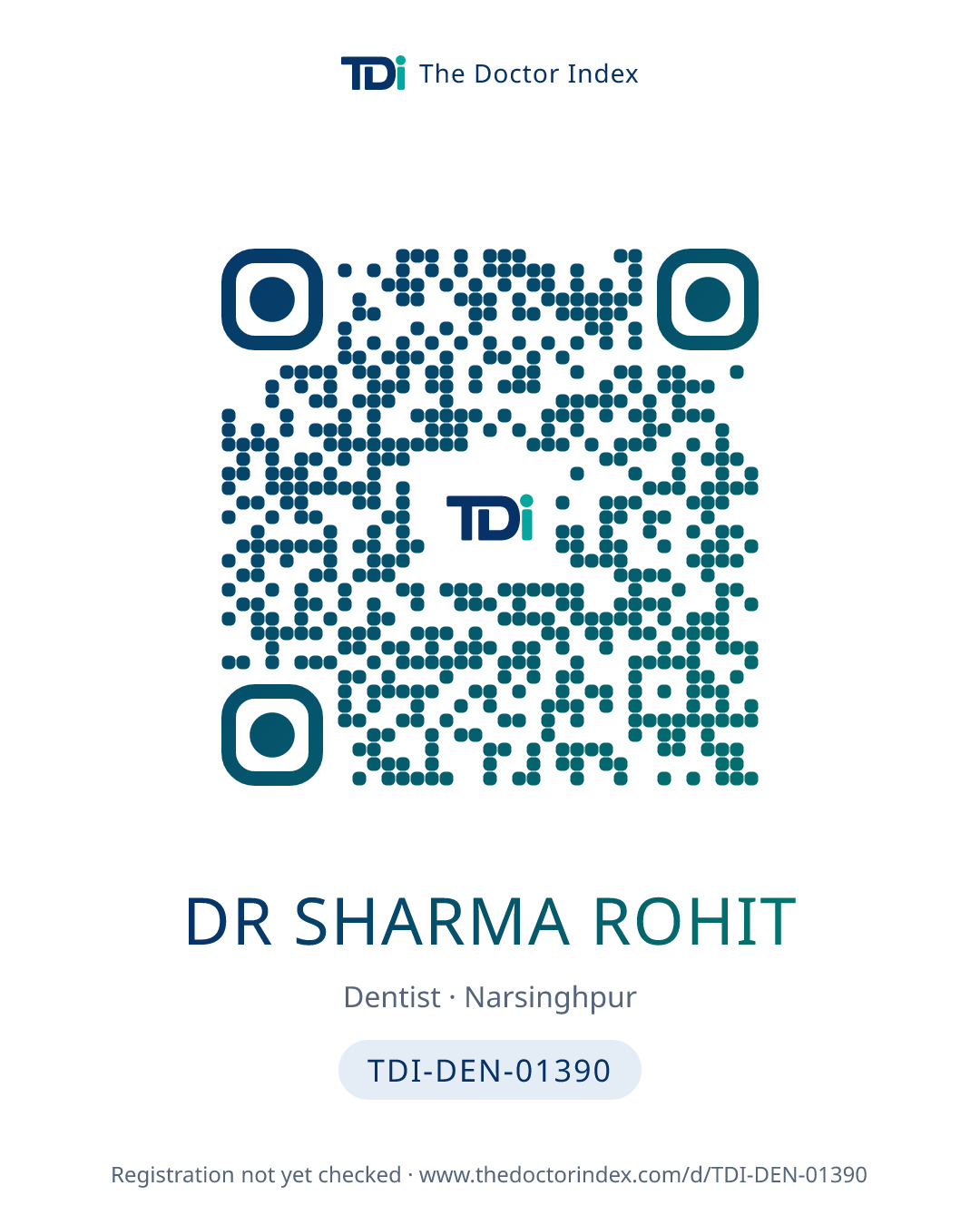 QR card for Dr Sharma Rohit, TDI-DEN-01390