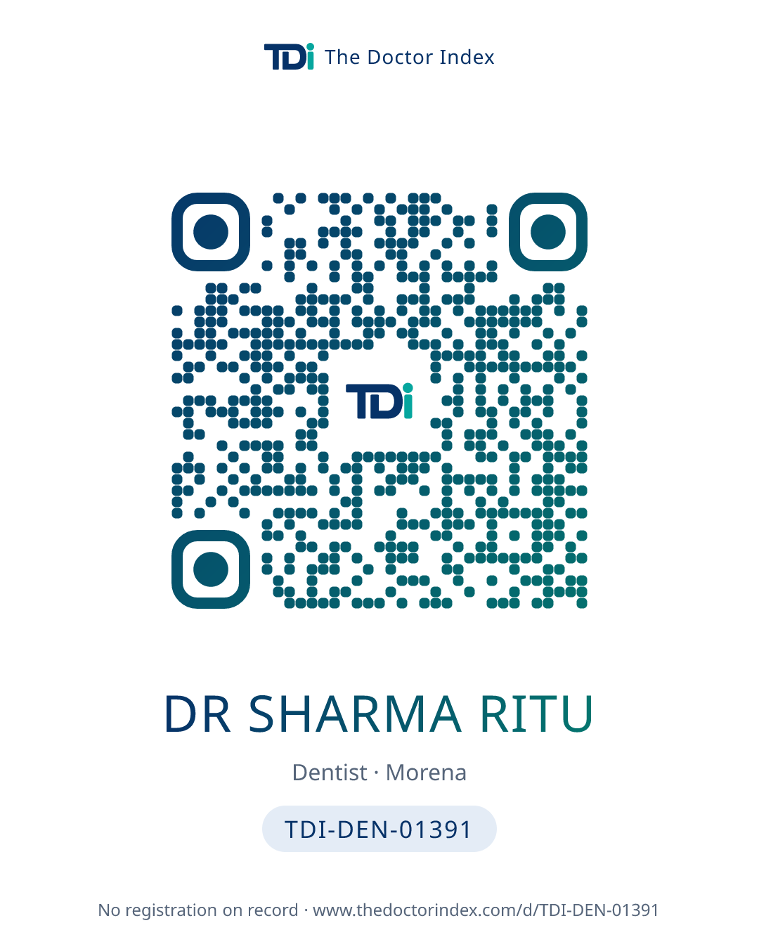 QR card for Dr Sharma Ritu, TDI-DEN-01391