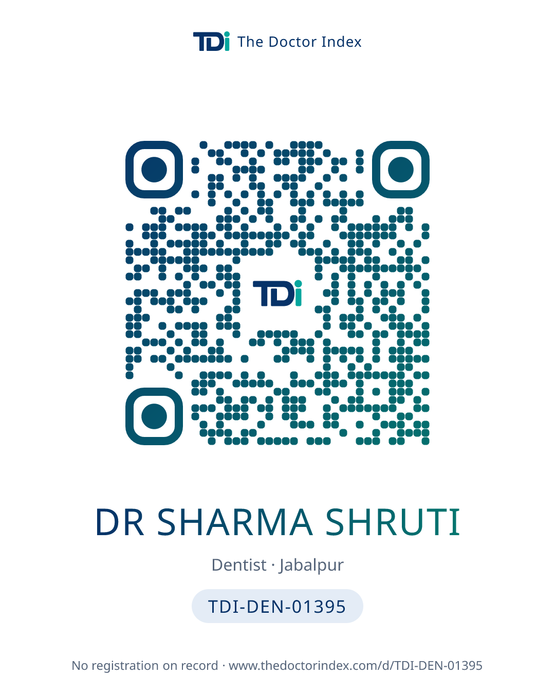QR card for Dr Sharma Shruti, TDI-DEN-01395