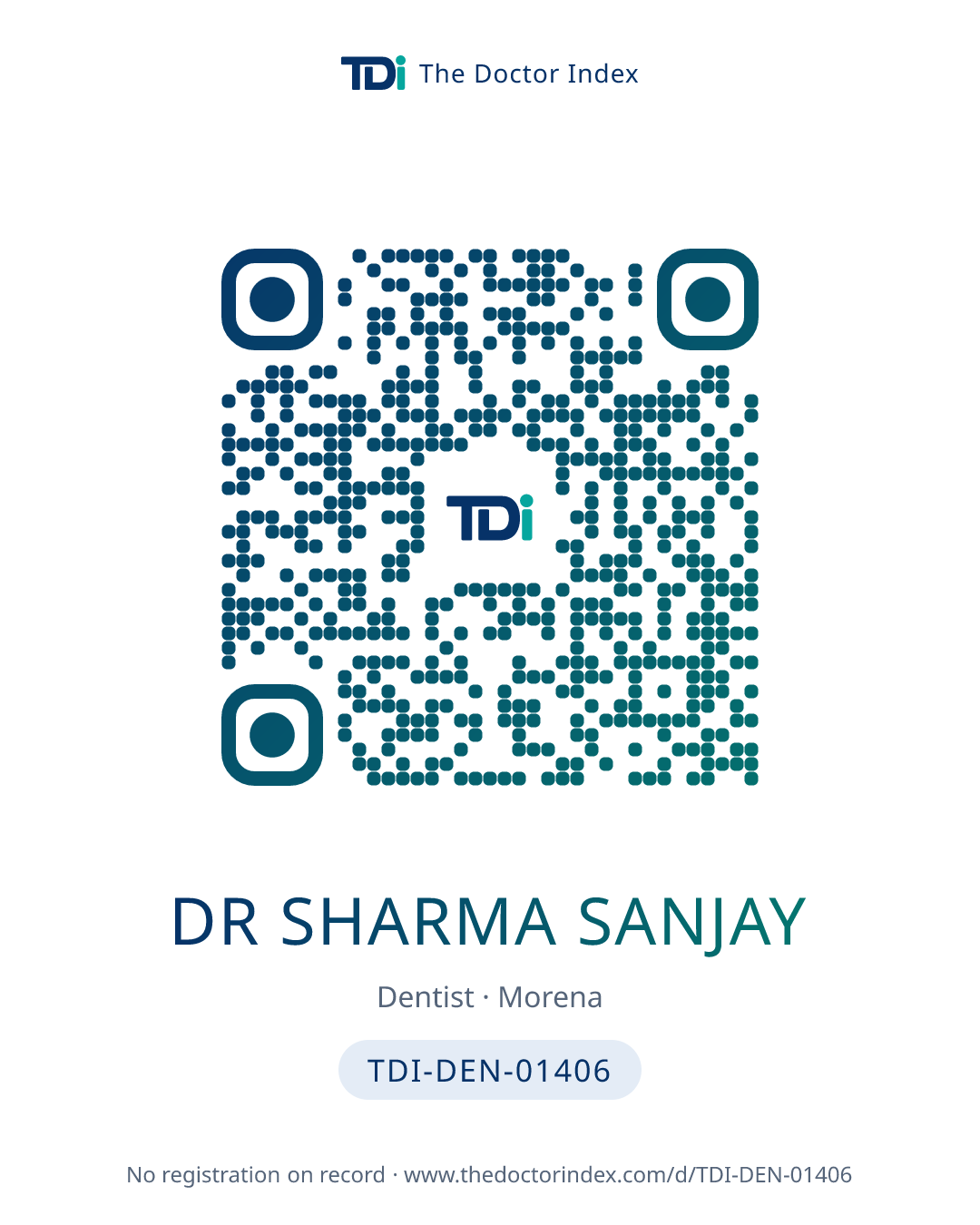 QR card for Dr Sharma Sanjay, TDI-DEN-01406