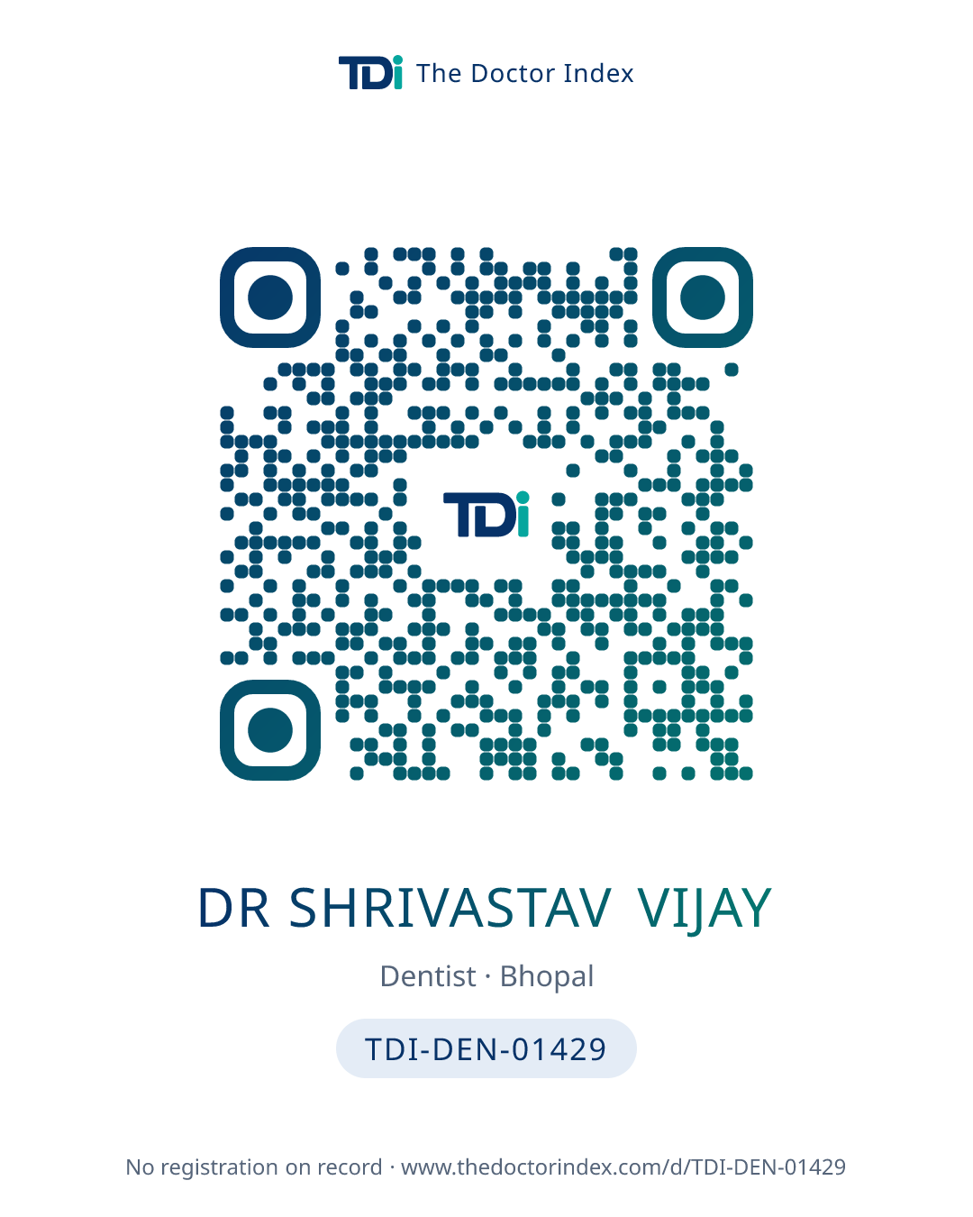 QR card for Dr Shrivastav Vijay, TDI-DEN-01429