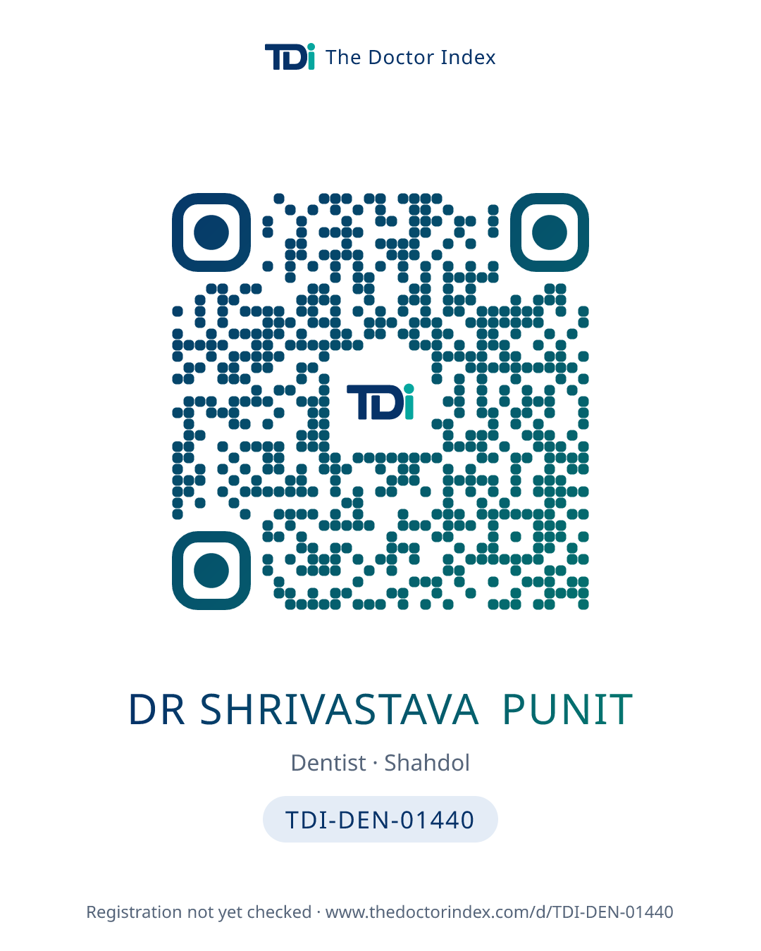 QR card for Dr Shrivastava Punit, TDI-DEN-01440