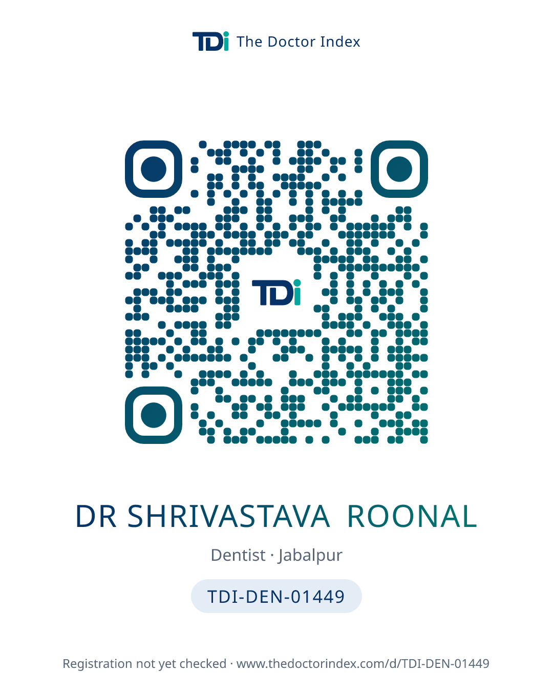 QR card for Dr Shrivastava Roonal, TDI-DEN-01449