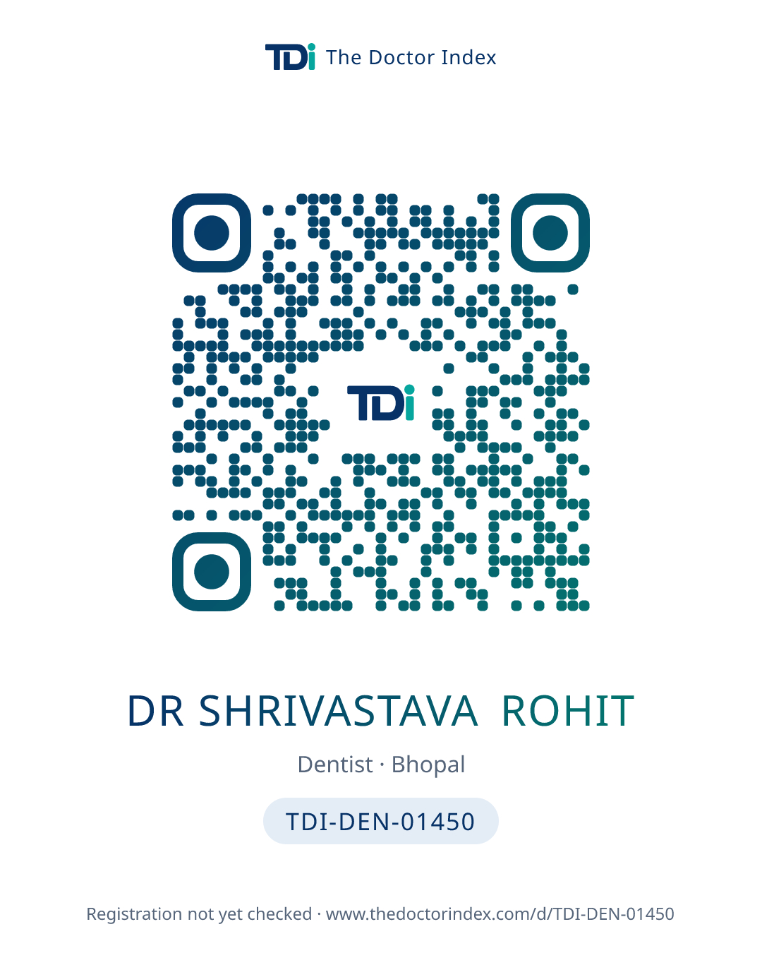 QR card for Dr Shrivastava Rohit, TDI-DEN-01450