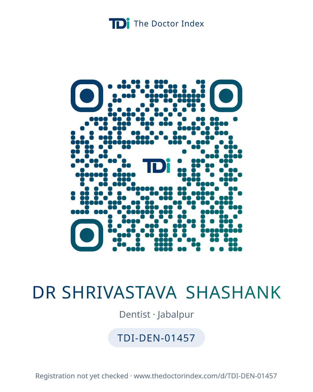 QR card for Dr Shrivastava Shashank, TDI-DEN-01457
