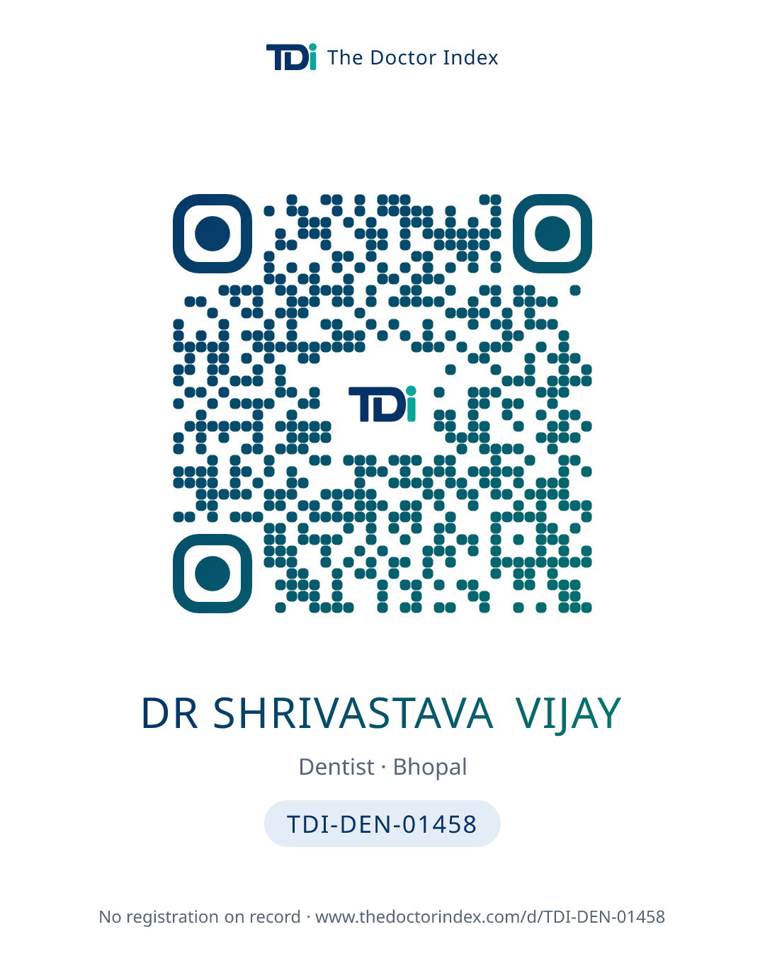 QR card for Dr Shrivastava Vijay, TDI-DEN-01458