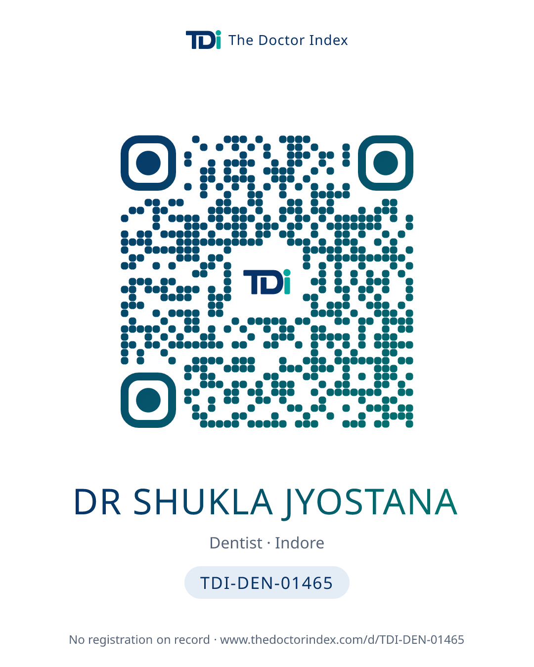 QR card for Dr Shukla Jyostana, TDI-DEN-01465