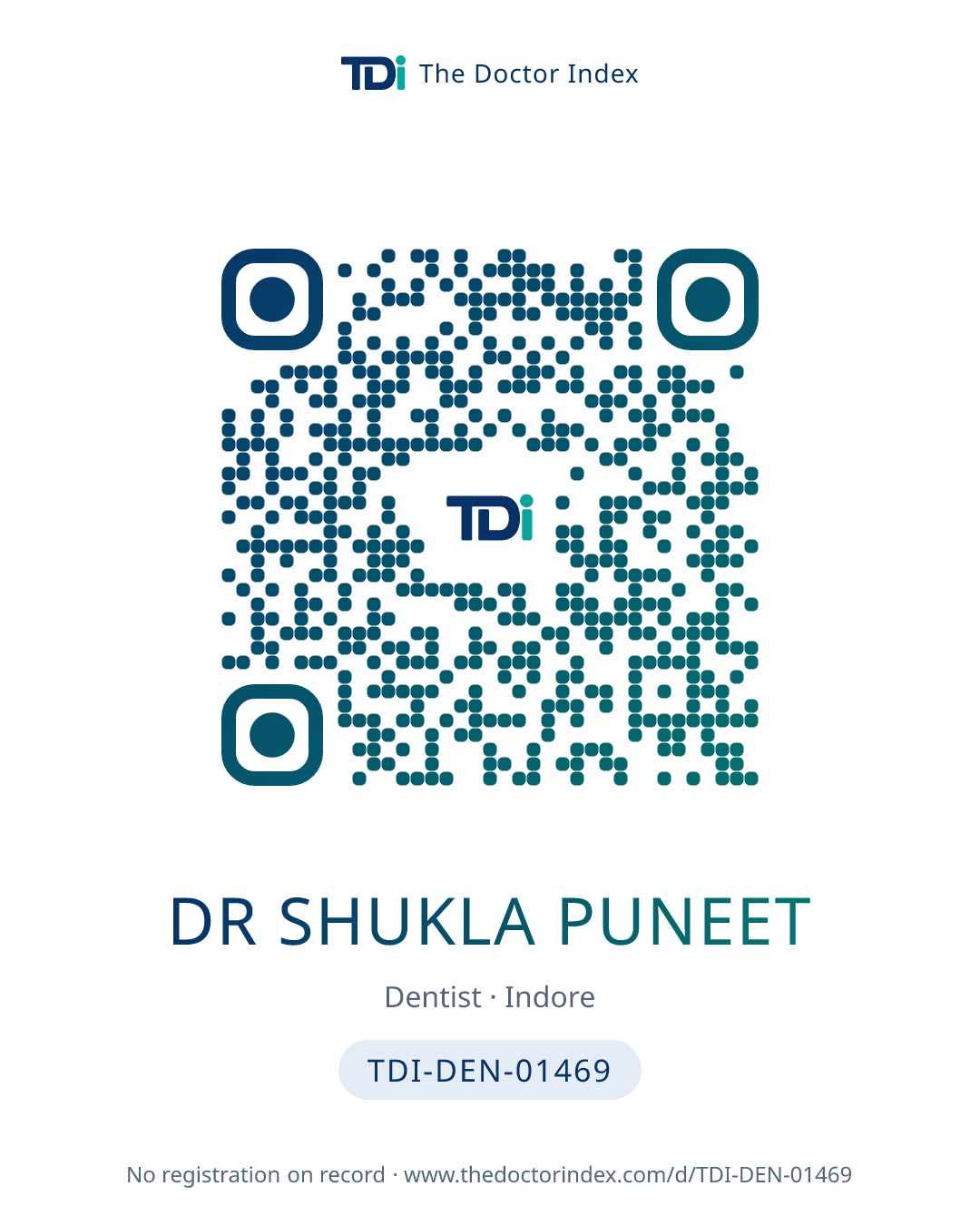 QR card for Dr Shukla Puneet, TDI-DEN-01469