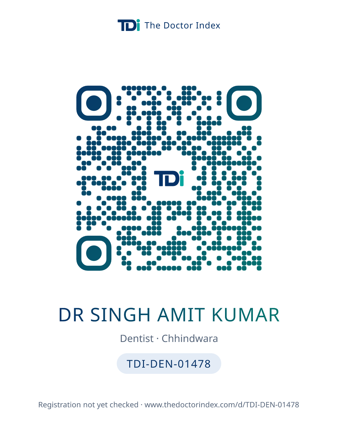 QR card for Dr Singh Amit Kumar, TDI-DEN-01478