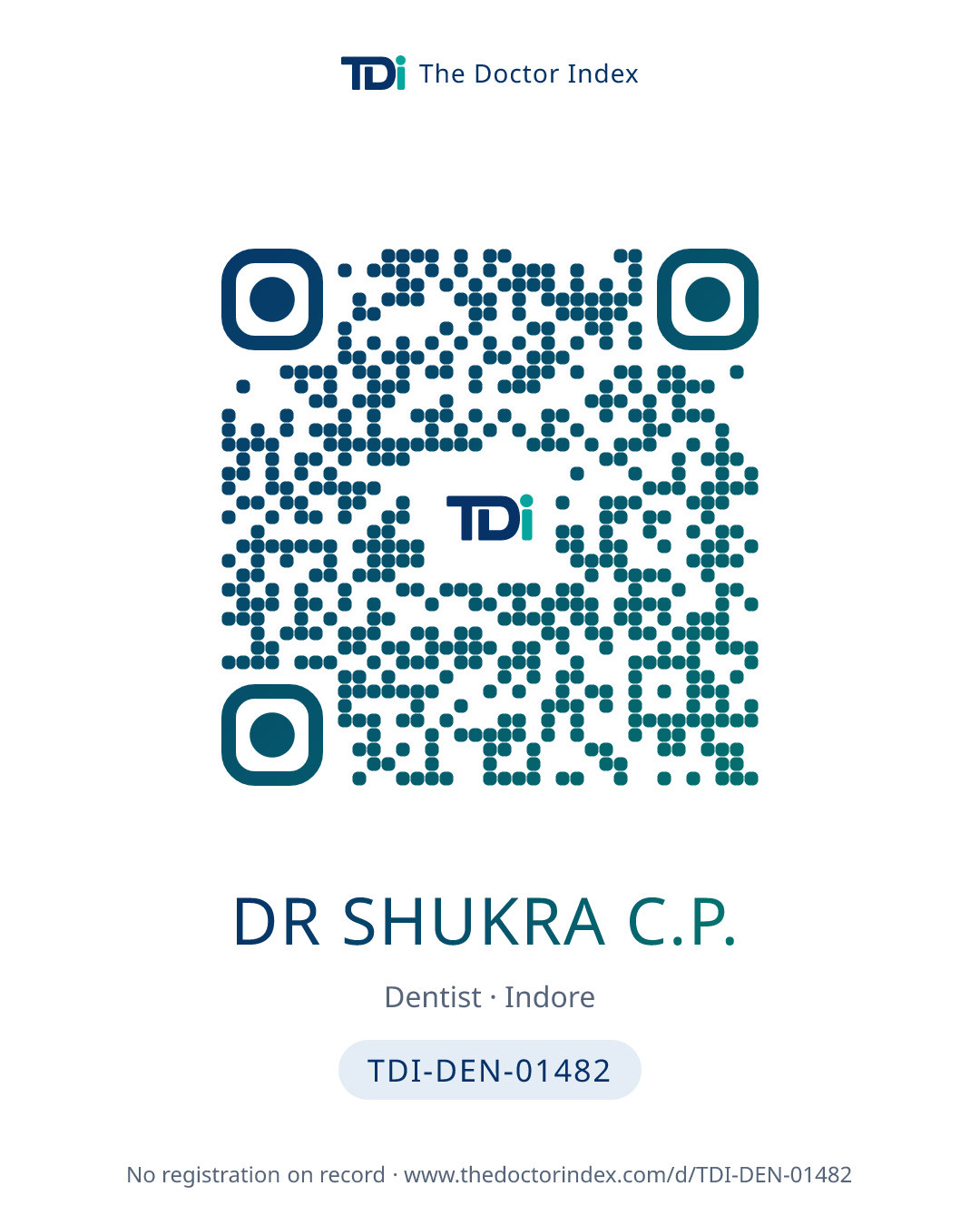 QR card for Dr Shukra C.P., TDI-DEN-01482