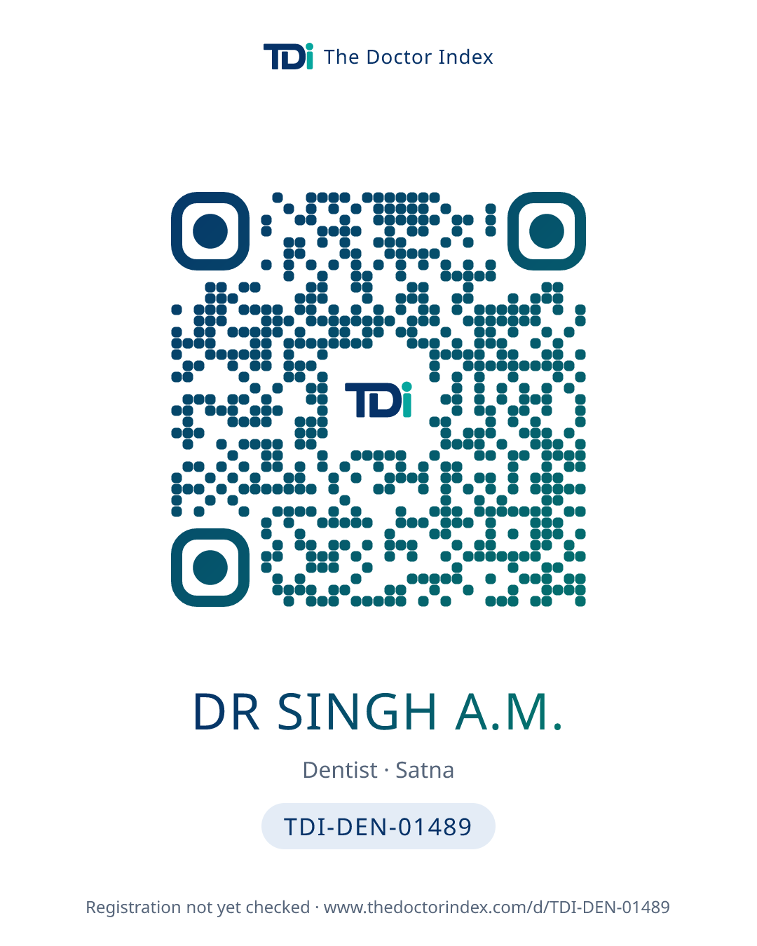 QR card for Dr Singh A.M., TDI-DEN-01489