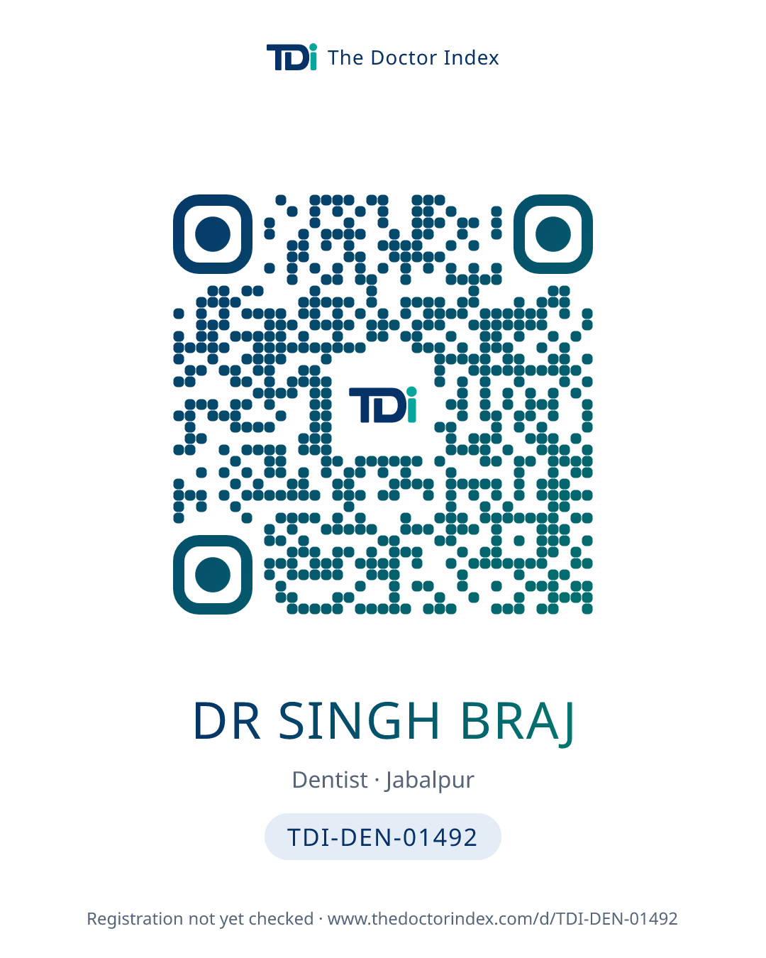 QR card for Dr Singh Braj, TDI-DEN-01492