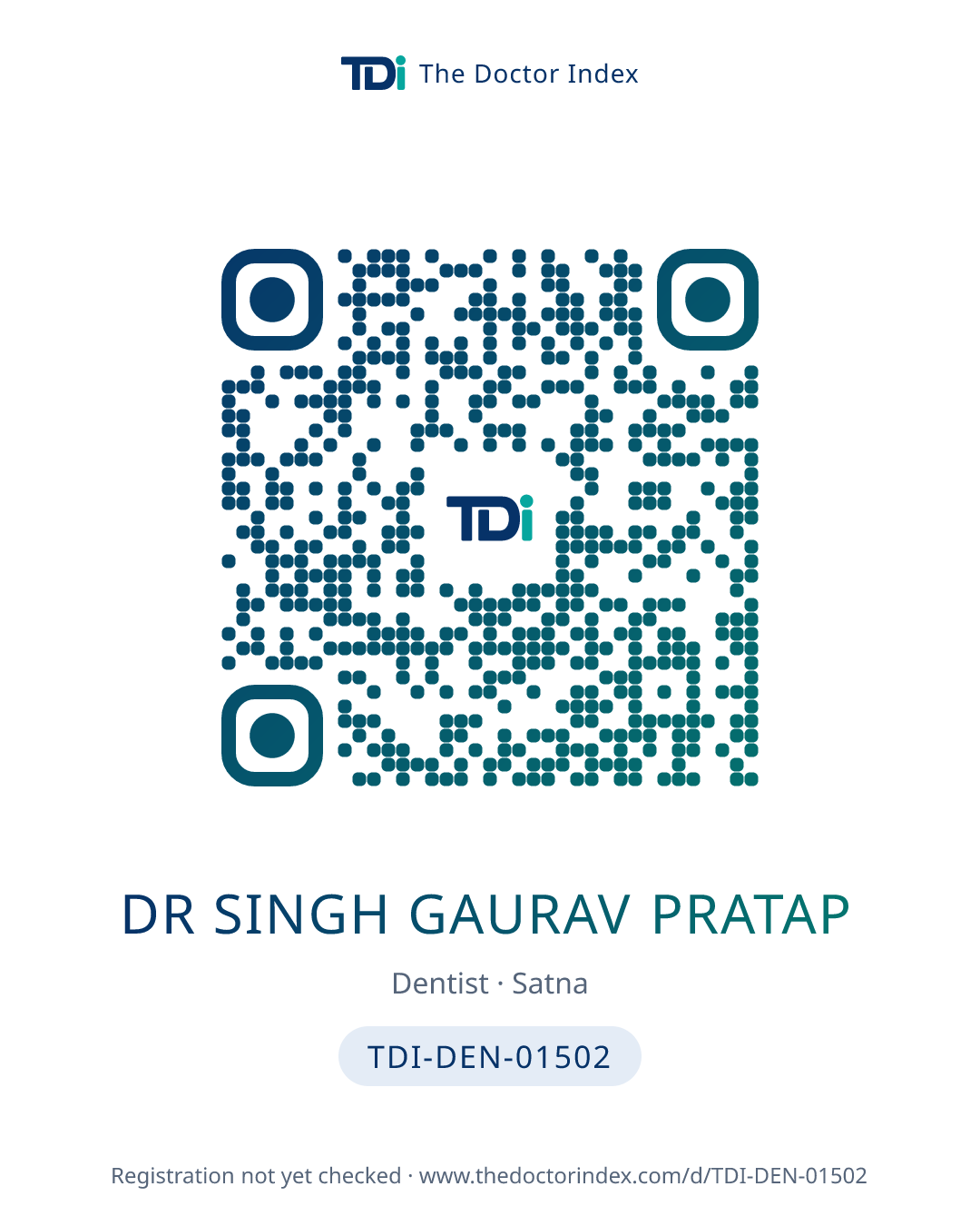 QR card for Dr Singh Gaurav Pratap, TDI-DEN-01502