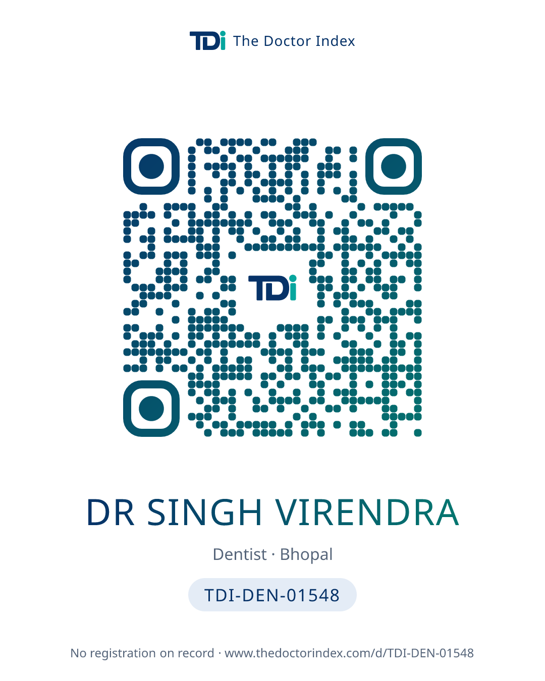 QR card for Dr Singh Virendra, TDI-DEN-01548