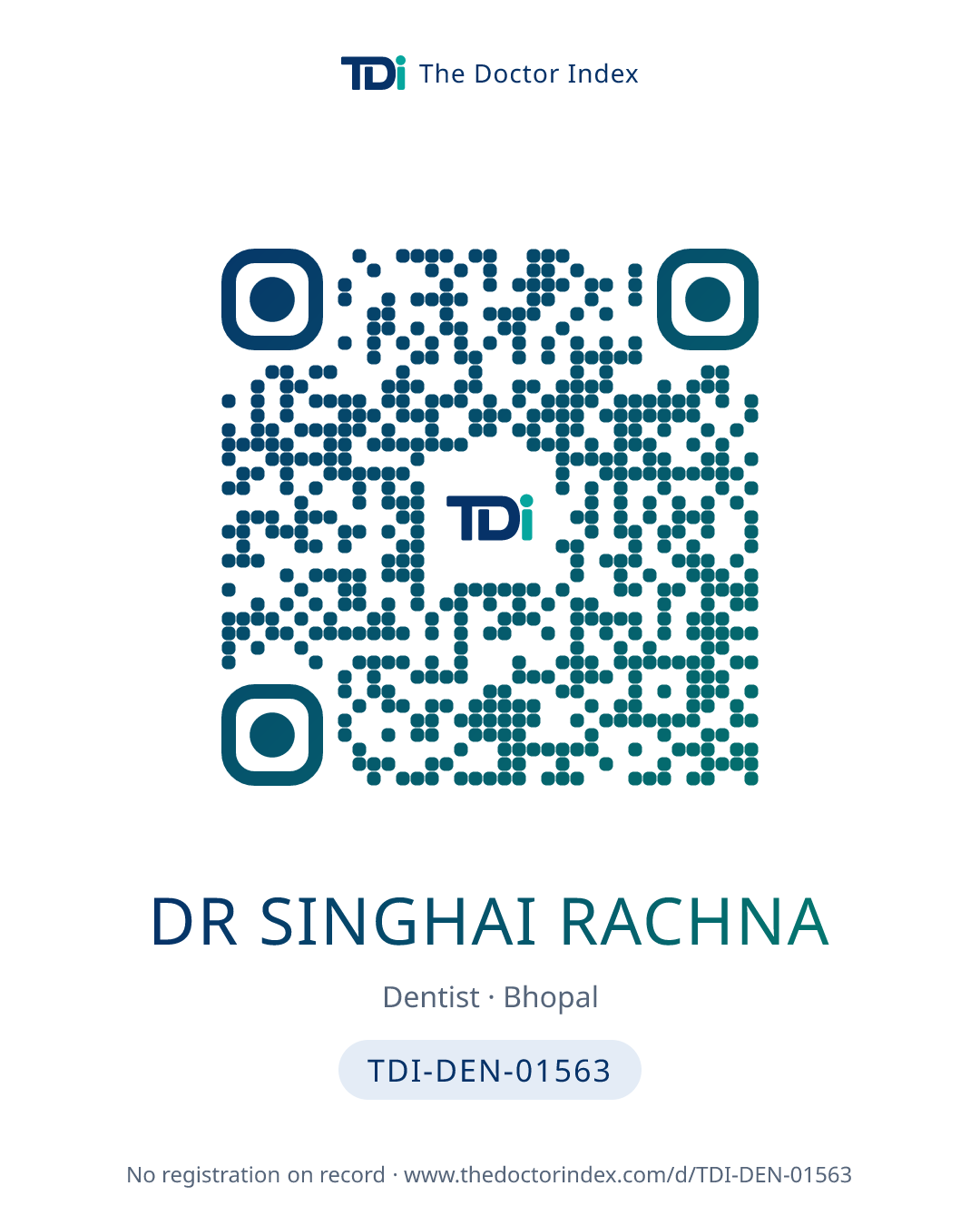 QR card for Dr Singhai Rachna, TDI-DEN-01563