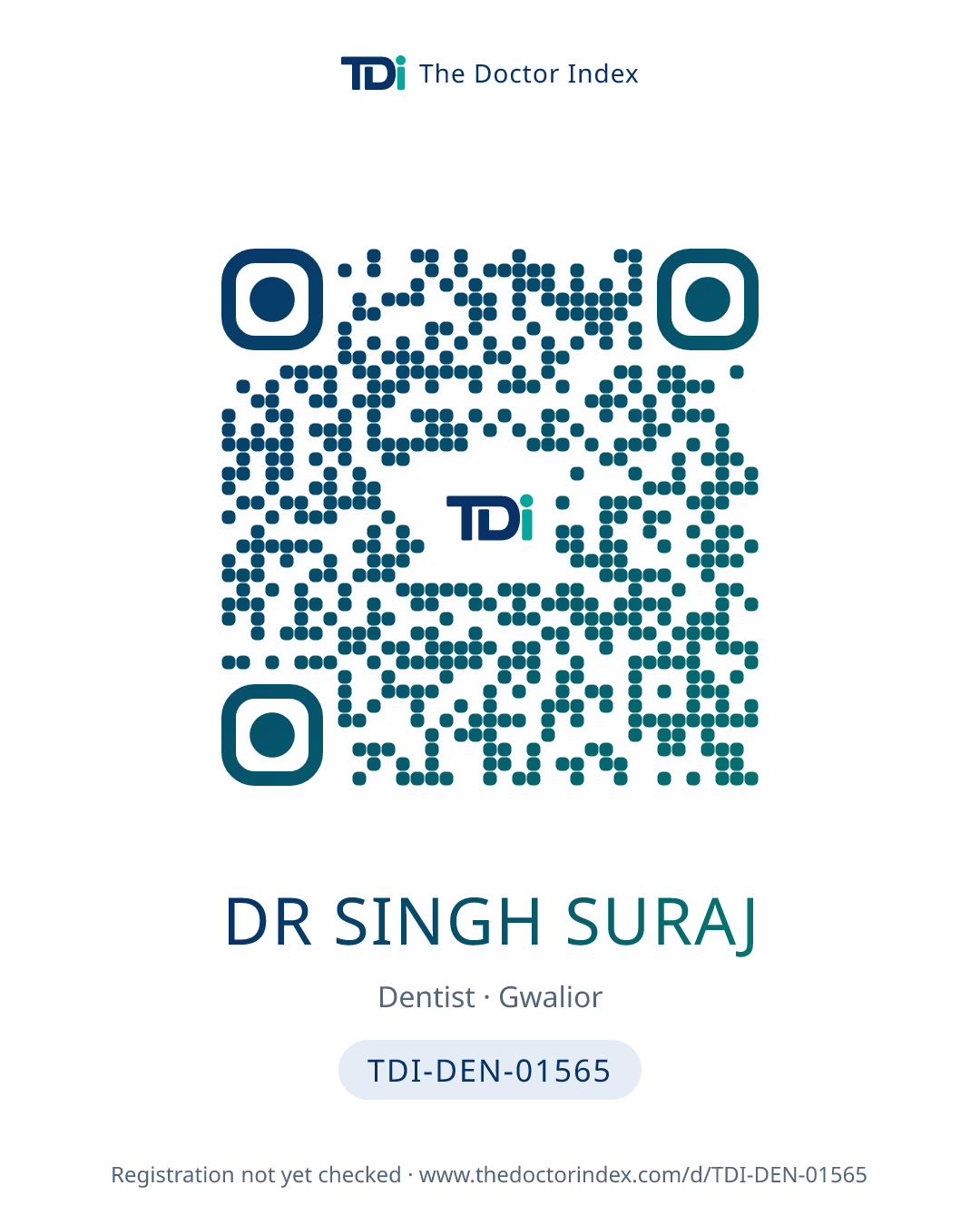 QR card for Dr Singh Suraj, TDI-DEN-01565