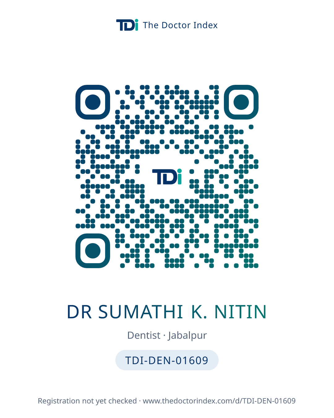 QR card for Dr Sumathi K. Nitin, TDI-DEN-01609