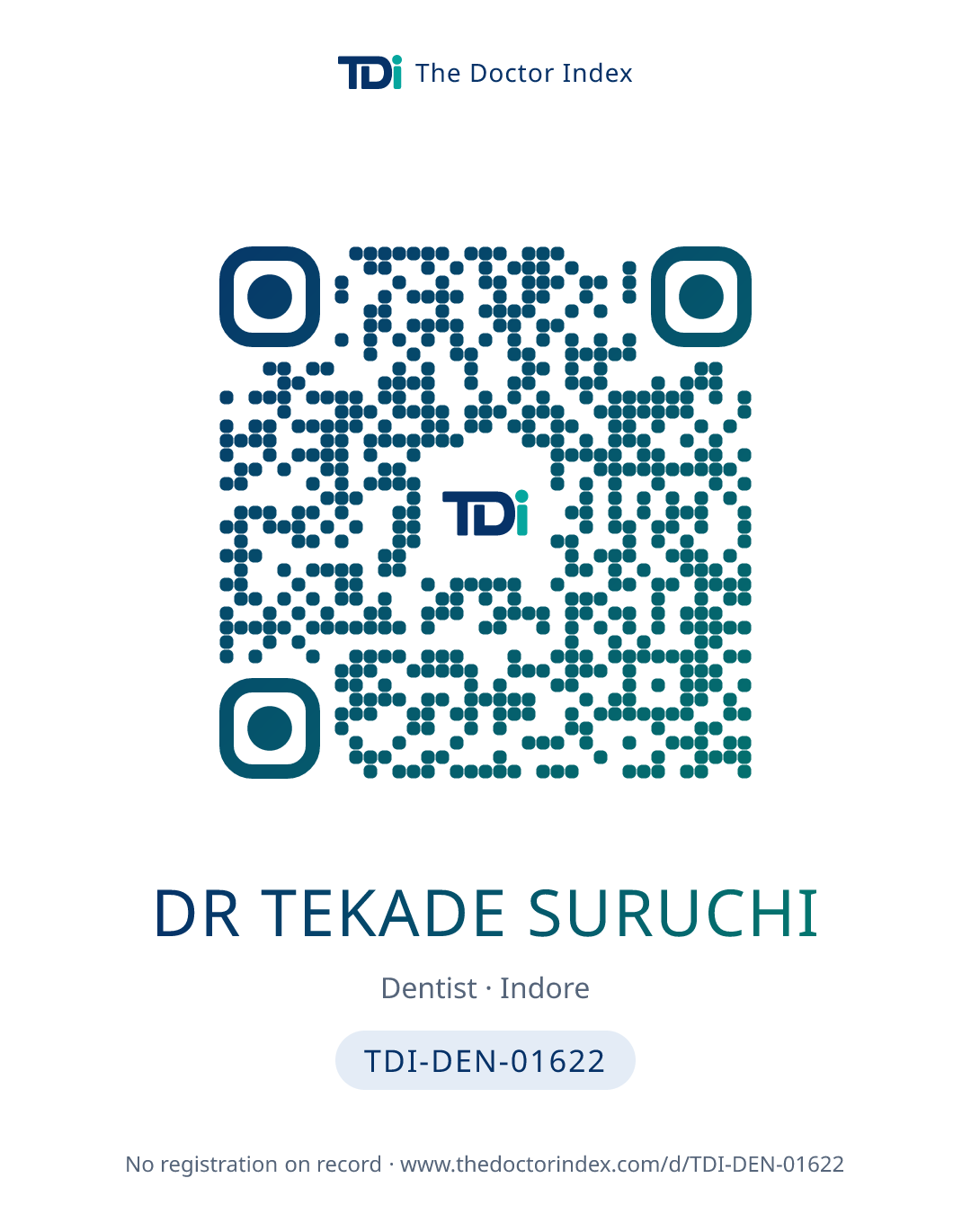 QR card for Dr Tekade Suruchi, TDI-DEN-01622