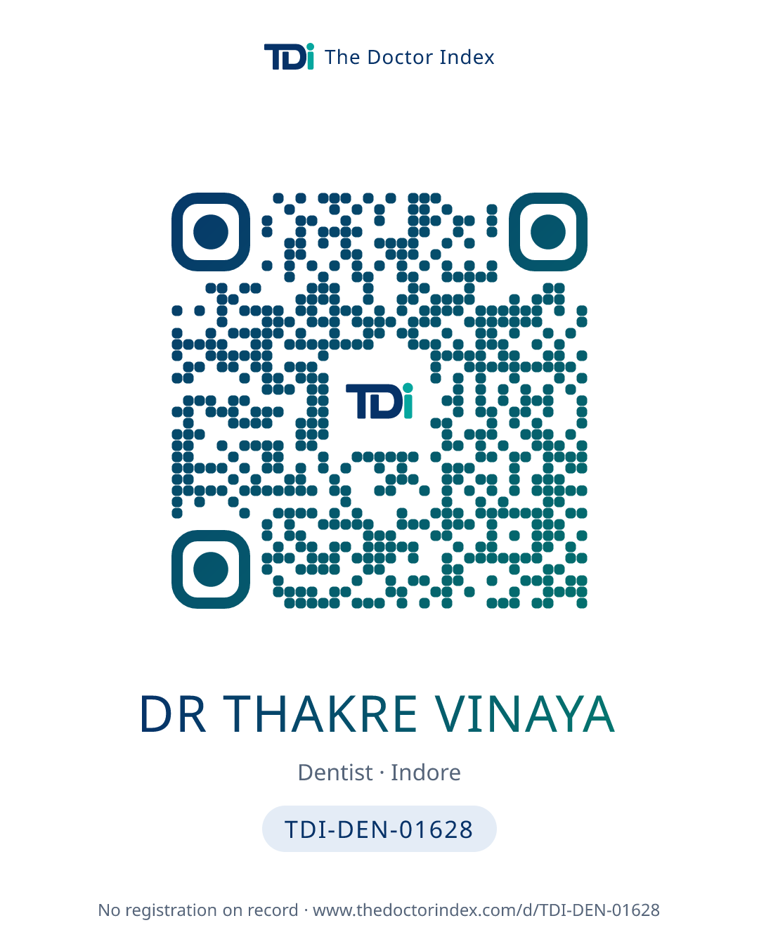 QR card for Dr Thakre Vinaya, TDI-DEN-01628