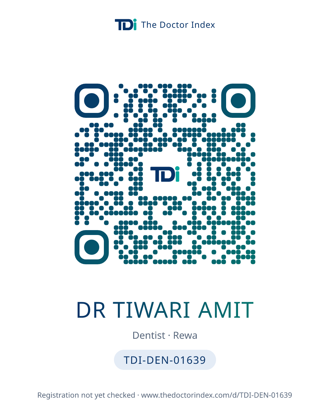 QR card for Dr Tiwari Amit, TDI-DEN-01639