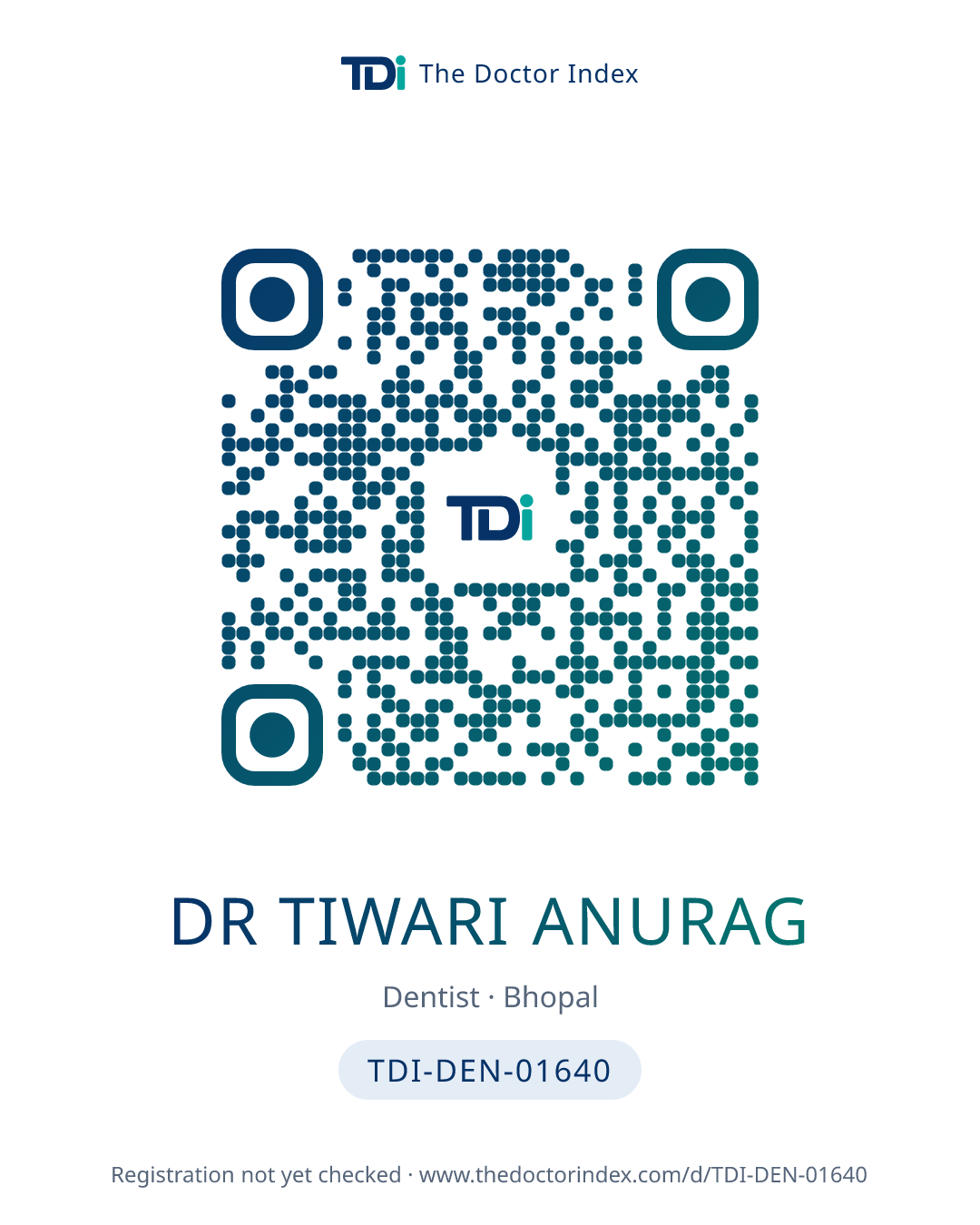 QR card for Dr Tiwari Anurag, TDI-DEN-01640