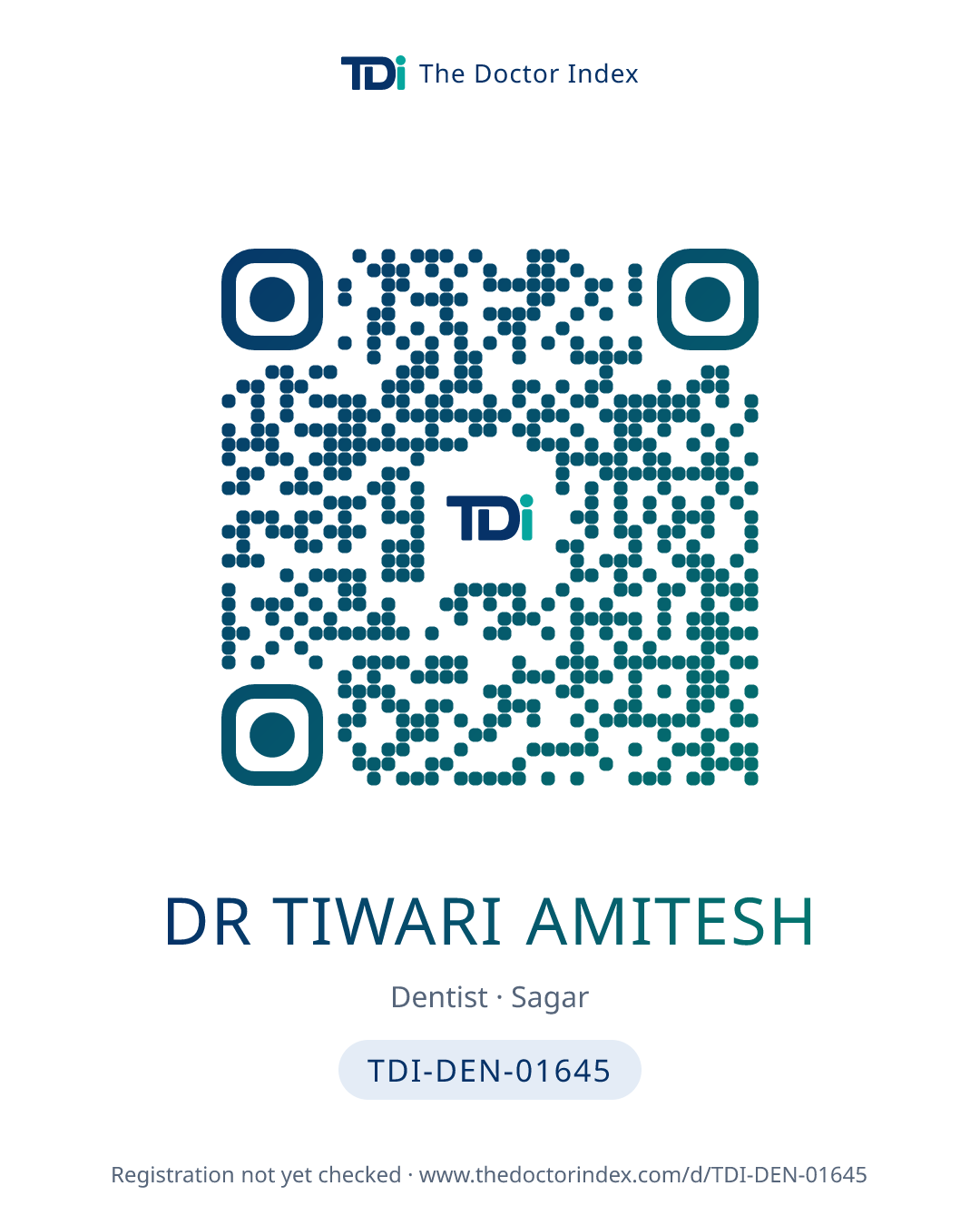 QR card for Dr Tiwari Amitesh, TDI-DEN-01645