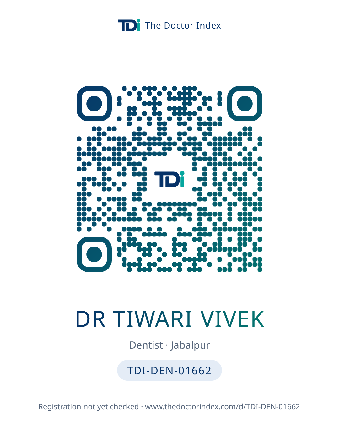 QR card for Dr Tiwari Vivek, TDI-DEN-01662