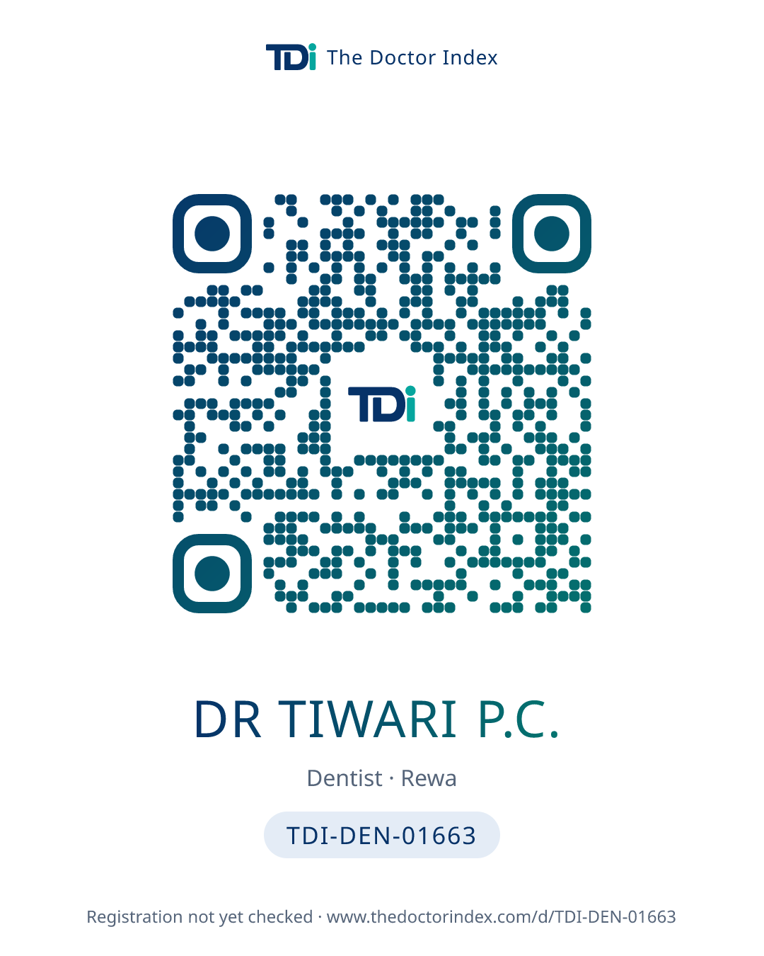 QR card for Dr Tiwari P.C., TDI-DEN-01663