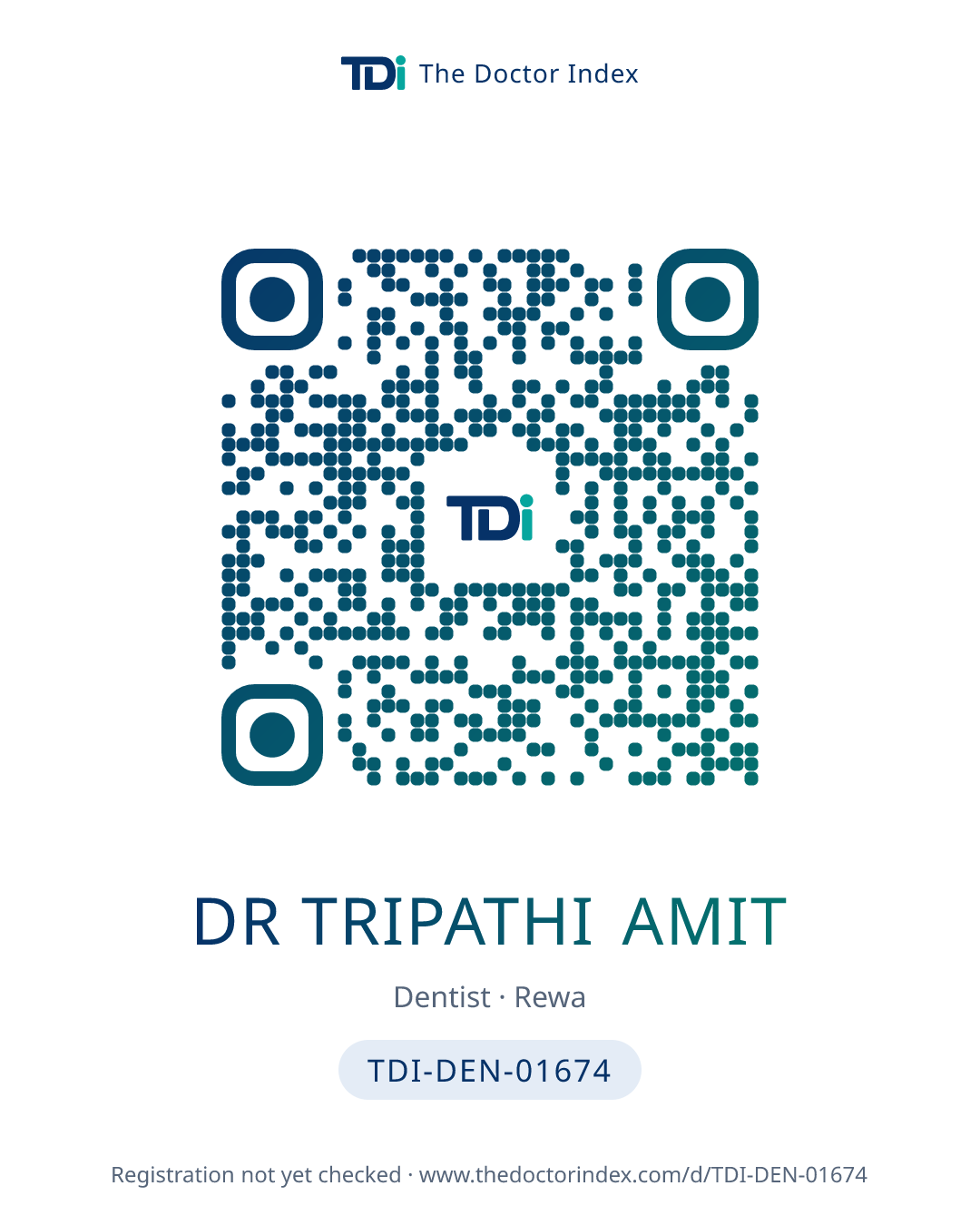 QR card for Dr Tripathi Amit, TDI-DEN-01674