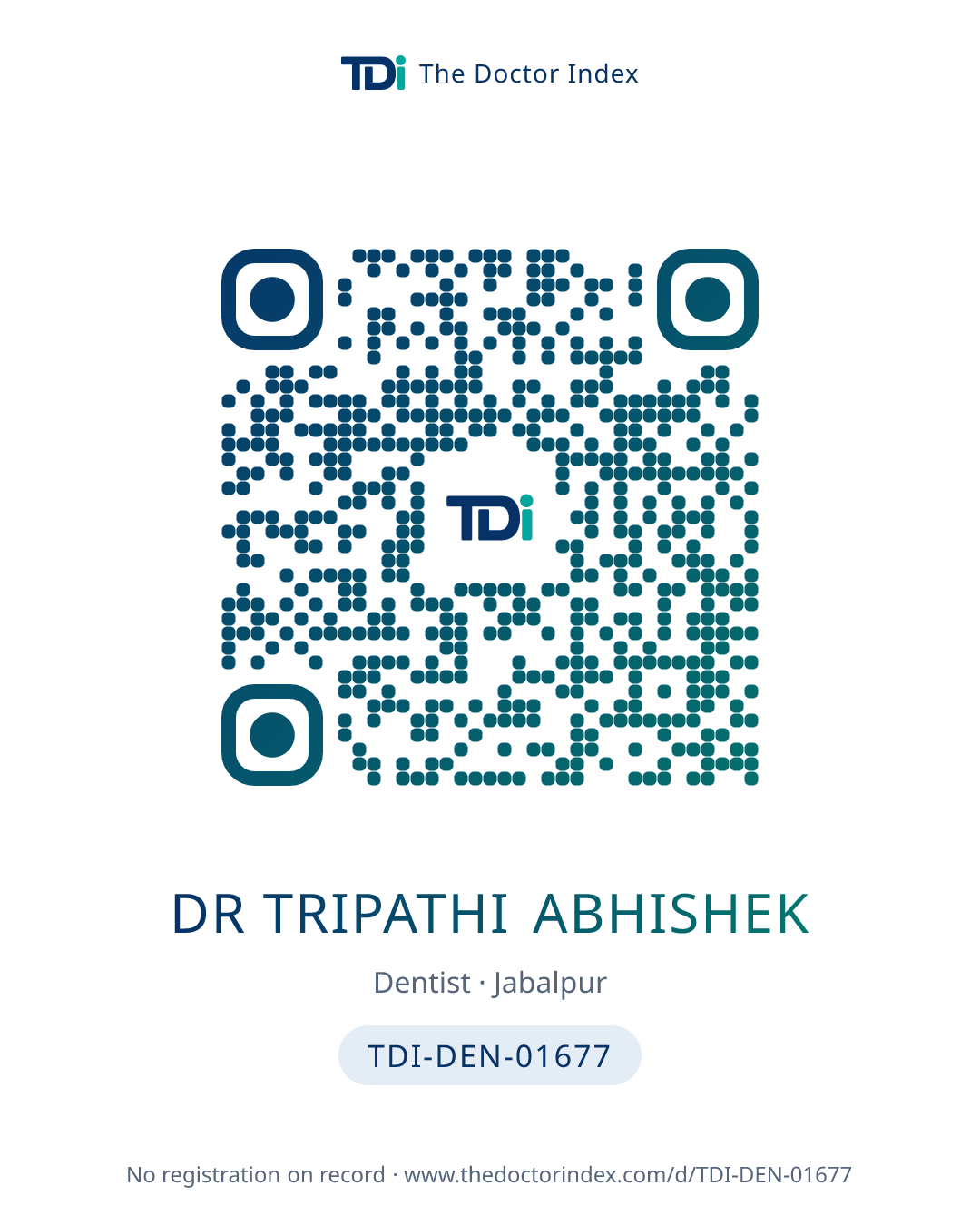 QR card for Dr Tripathi Abhishek, TDI-DEN-01677