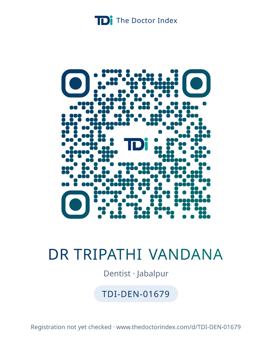 QR card for Dr Tripathi Vandana, TDI-DEN-01679