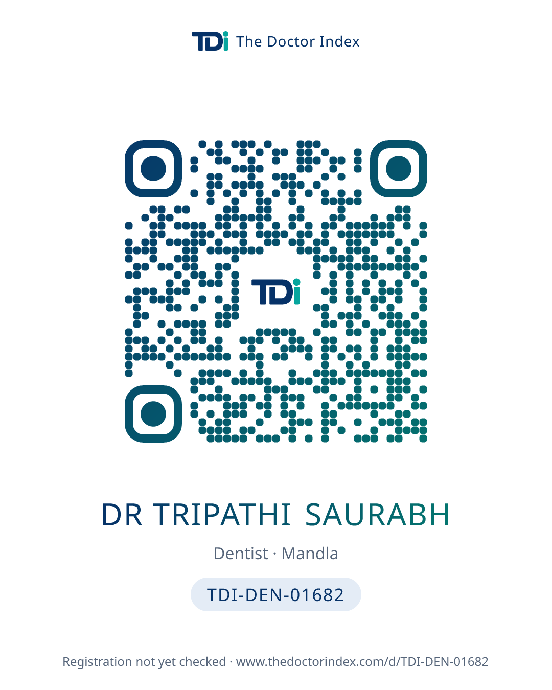 QR card for Dr Tripathi Saurabh, TDI-DEN-01682