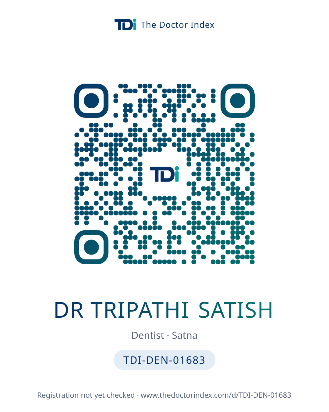 QR card for Dr Tripathi Satish, TDI-DEN-01683