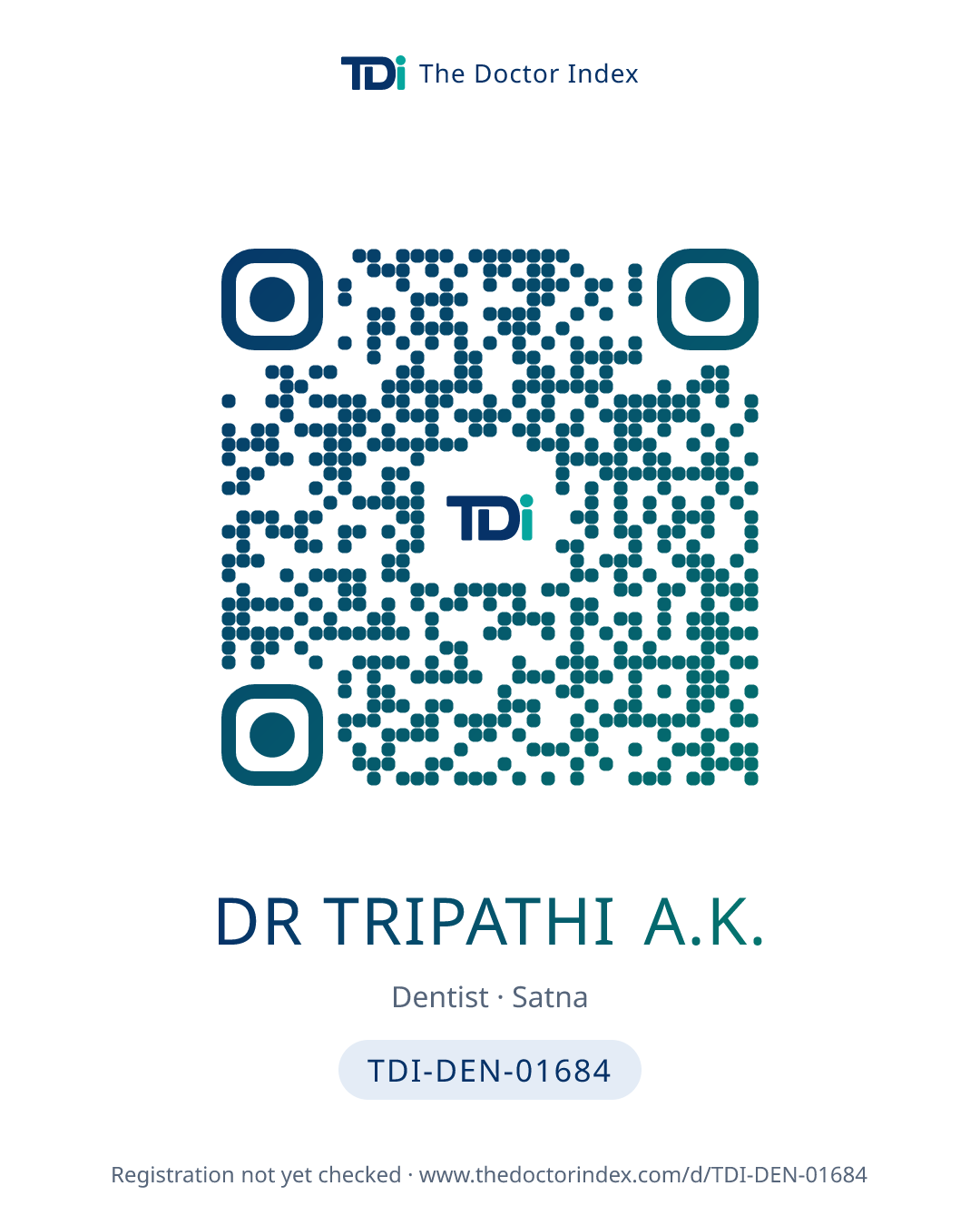 QR card for Dr Tripathi A.K., TDI-DEN-01684