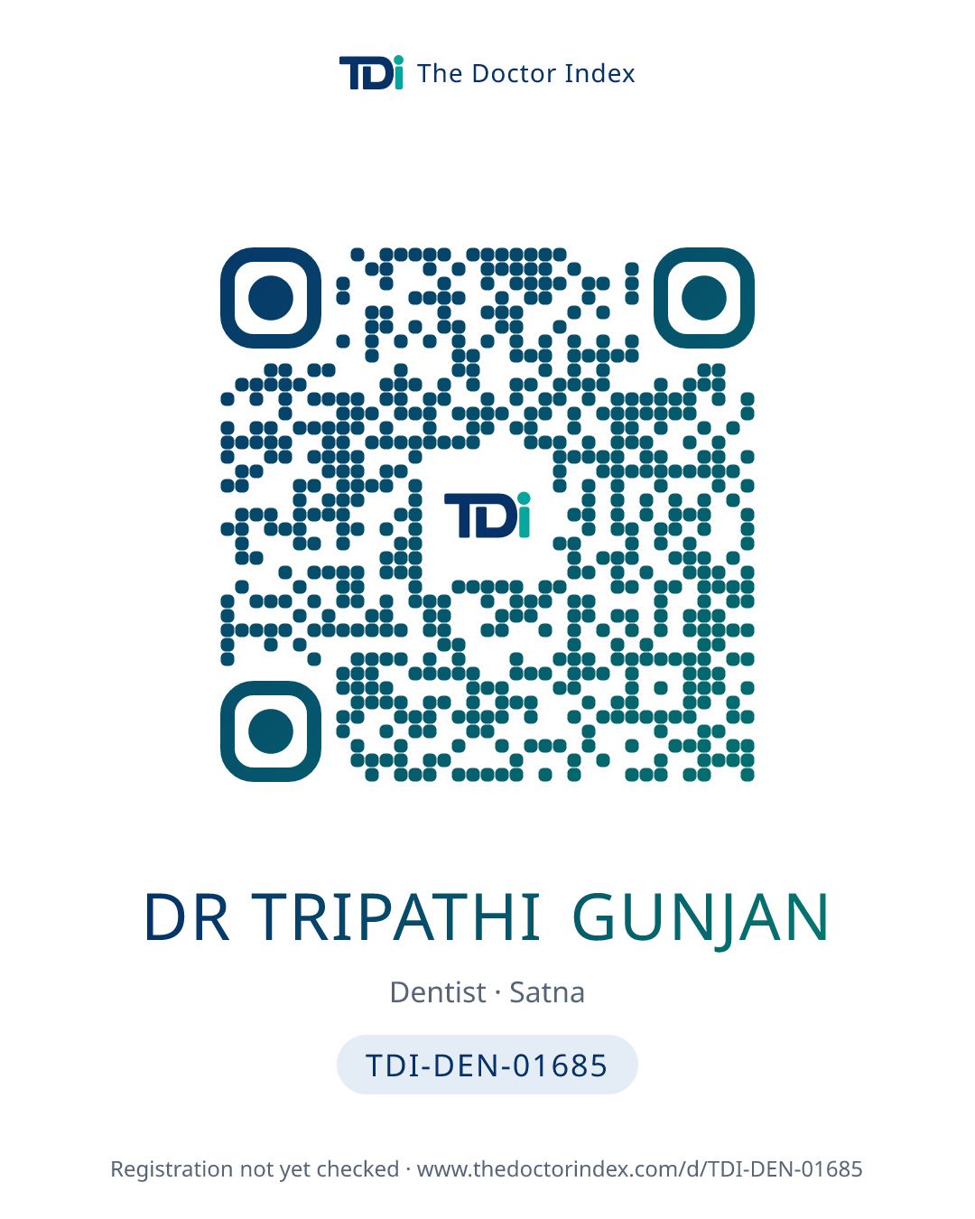 QR card for Dr Tripathi Gunjan, TDI-DEN-01685