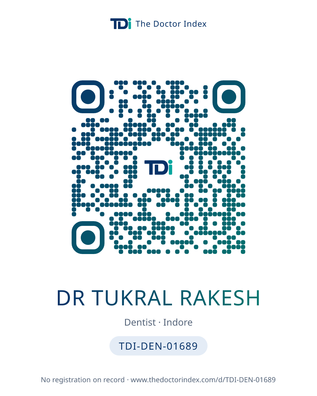 QR card for Dr Tukral Rakesh, TDI-DEN-01689