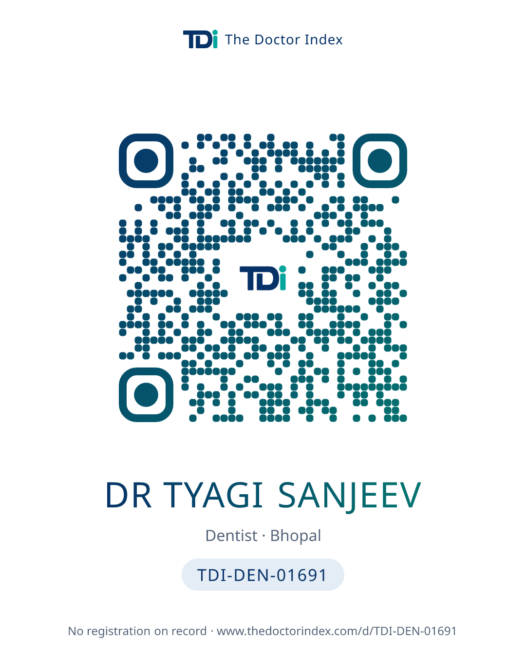QR card for Dr Tyagi Sanjeev, TDI-DEN-01691
