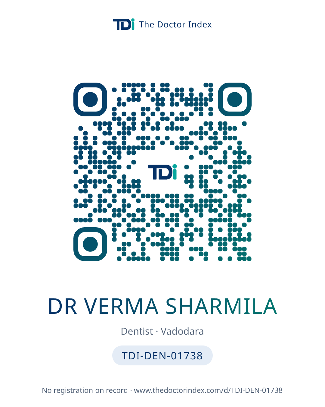 QR card for Dr Verma Sharmila, TDI-DEN-01738