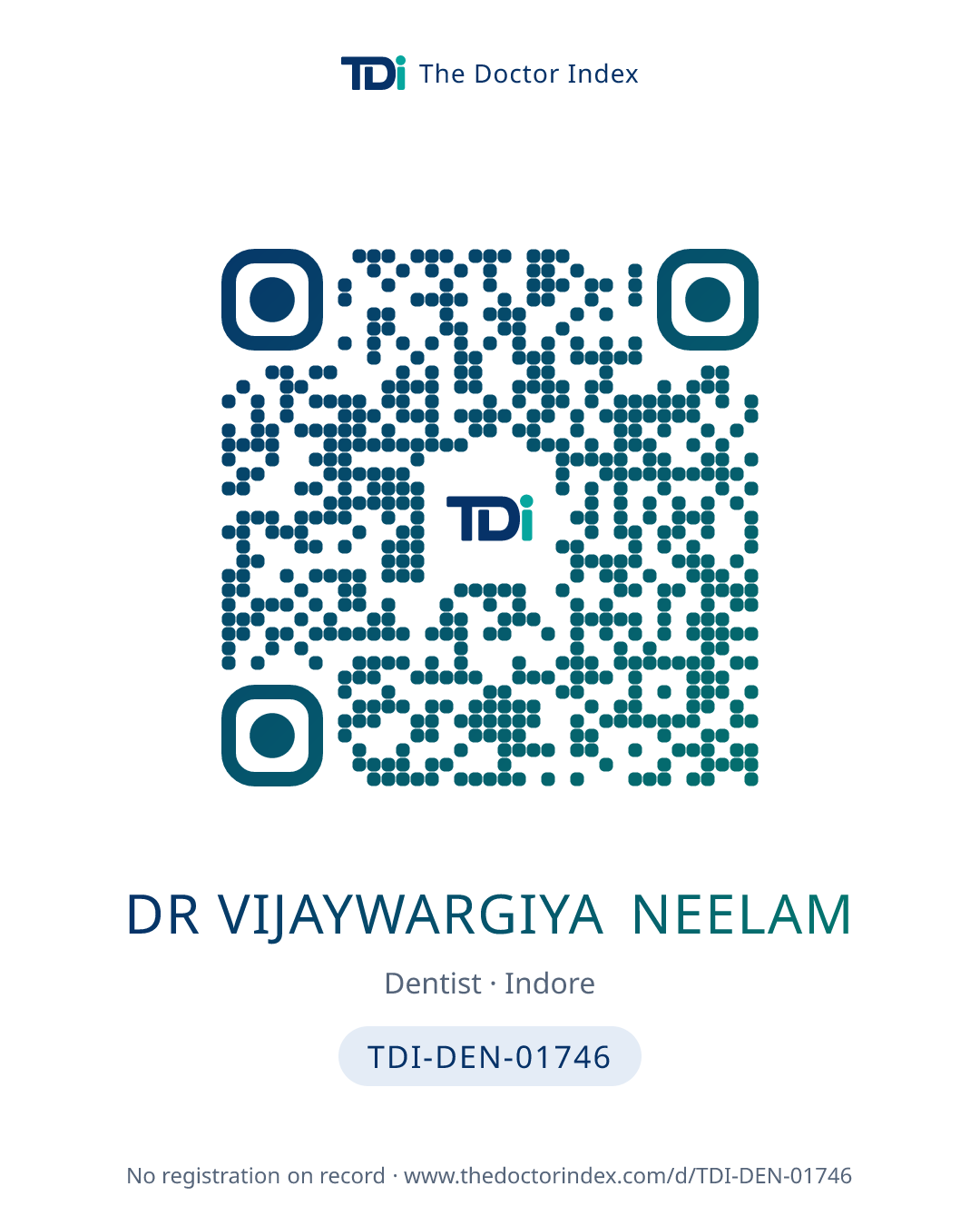 QR card for Dr Vijaywargiya Neelam, TDI-DEN-01746
