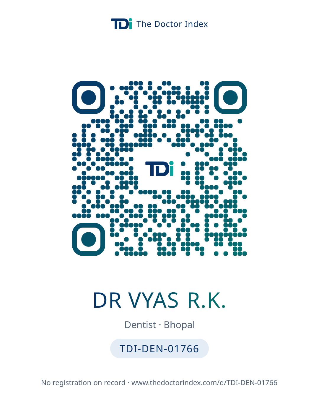 QR card for Dr Vyas R.K., TDI-DEN-01766